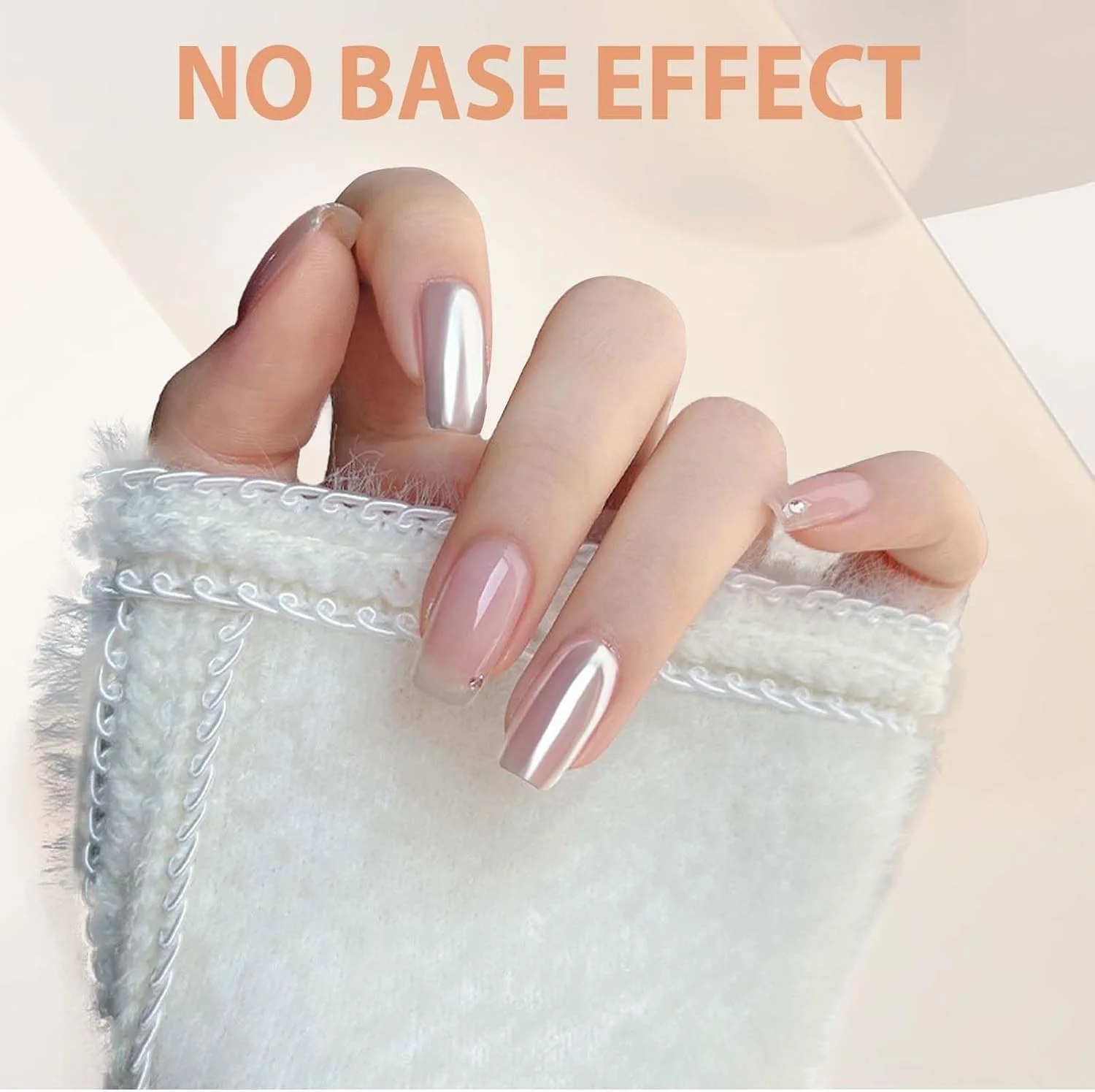 پودر ناخن با جلوه آینه‌ای فوق‌العاده براق، پودر کروم مروارید سفید، پودر رنگدانه‌ای رنگین کمانی با جلوه مهتابی جادویی برای ناخن (آینه‌ای)