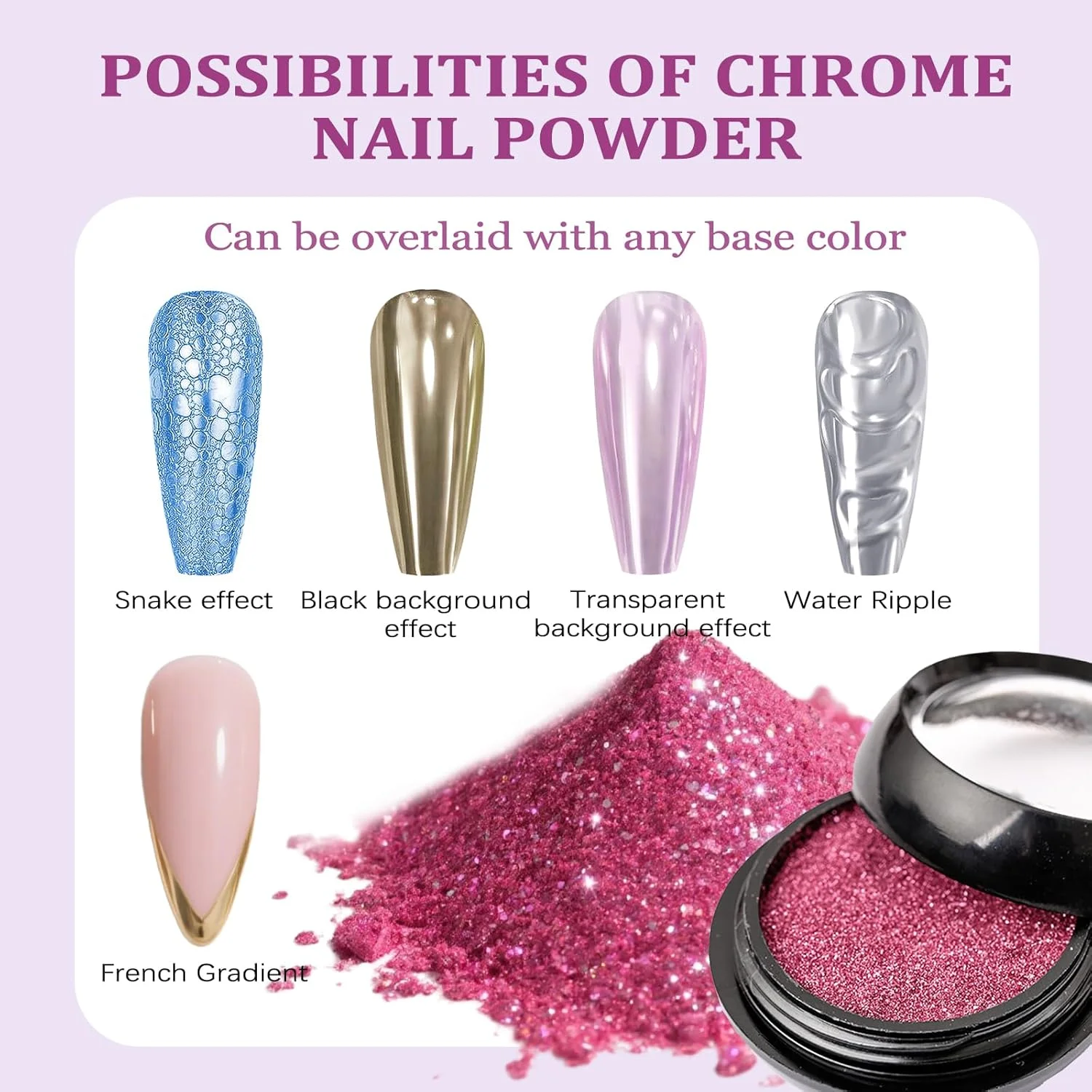 پودر کروم ناخن ۱۲ رنگ، رنگدانه پودر ناخن آبی بنفش طلایی نقره ای قرمز صورتی برای مجموعه پودر ناخن، اکلیل برای ناخن اکلیل پودر برای صنایع دستی برای هنر ناخن، صنایع دستی، DIY
