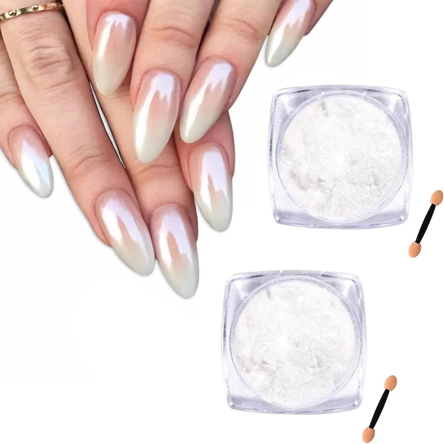 پودر کروم مرواریدی ناخن LFCFBH، مناسب برای طراحی ناخن در سالن، اکلیل های اثر آینه ای