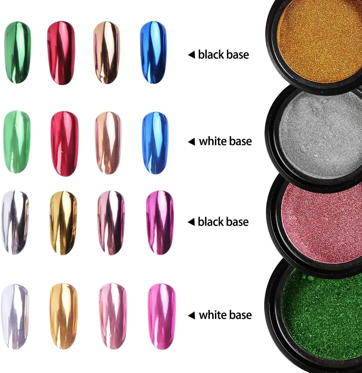 پودر کروم ناخن، مجموعه 14 رنگ صورتی آبی نقره ای با جلوه متالیک آینه ای برای ناخن ها به همراه برس، رنگدانه هولوگرافیک پولک های آفتاب پرست برای ناخن ها، تزیین برگ طلایی، لوازم طراحی ناخن