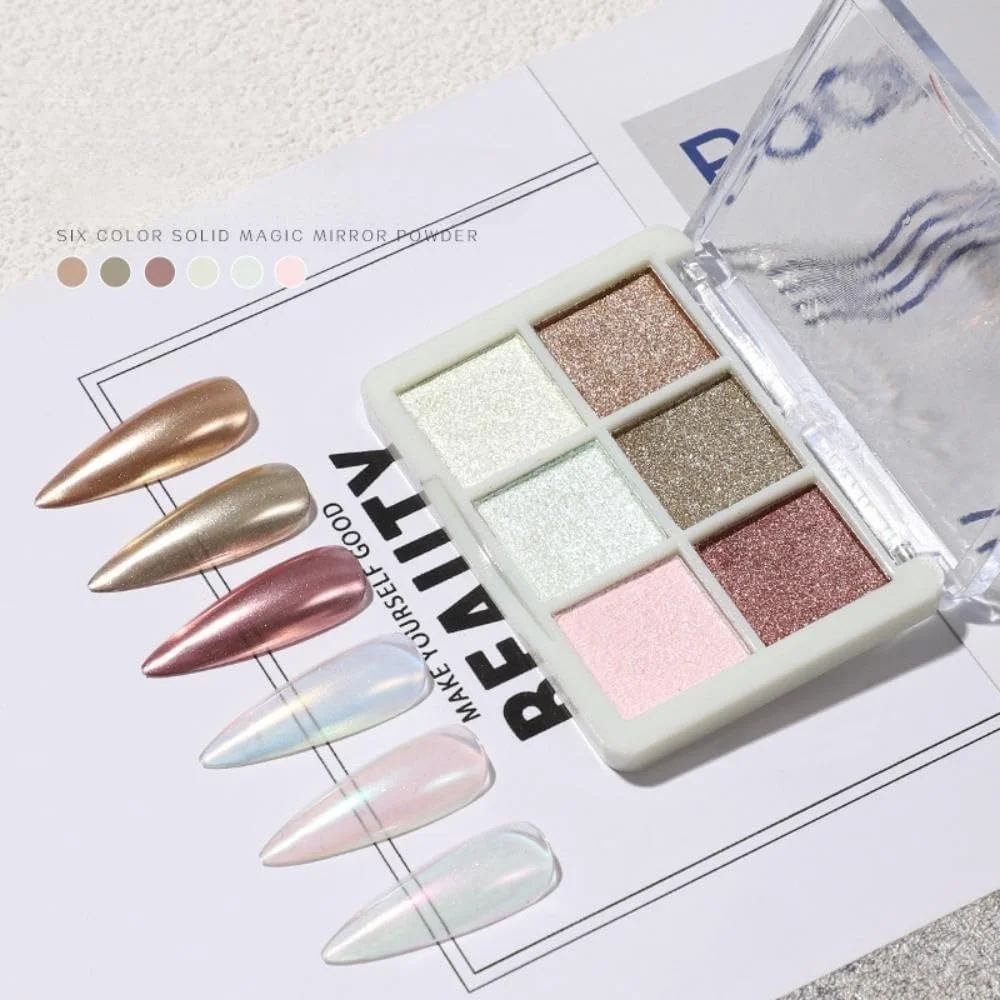 پودر ناخن با جلوه کروم GZMAYUEN، پودر آینه ای، رنگ ناخن پودر فلزی طلایی هولوگرافیک