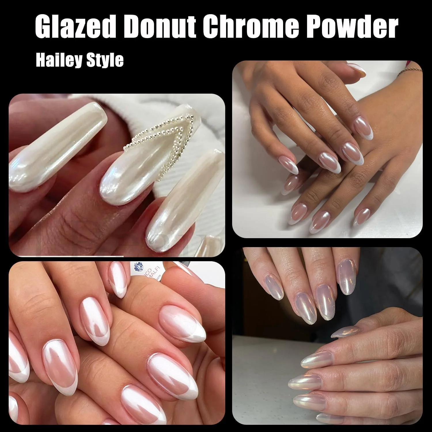 پودر کروم ناخن مرواریدی سفید GZMAYUEN، 2 جعبه، پودر ناخن دونات لعاب دار، پودر شفق قطبی رنگین کمانی با جلوه مهتابی برای ناخن پودر کروم ناخن مرواریدی سفید GZMAYUEN، 2 جعبه، پودر ناخن دونات لعاب دار، پودر شفق قطبی رنگین کمانی با جلوه مهتابی برای ناخن