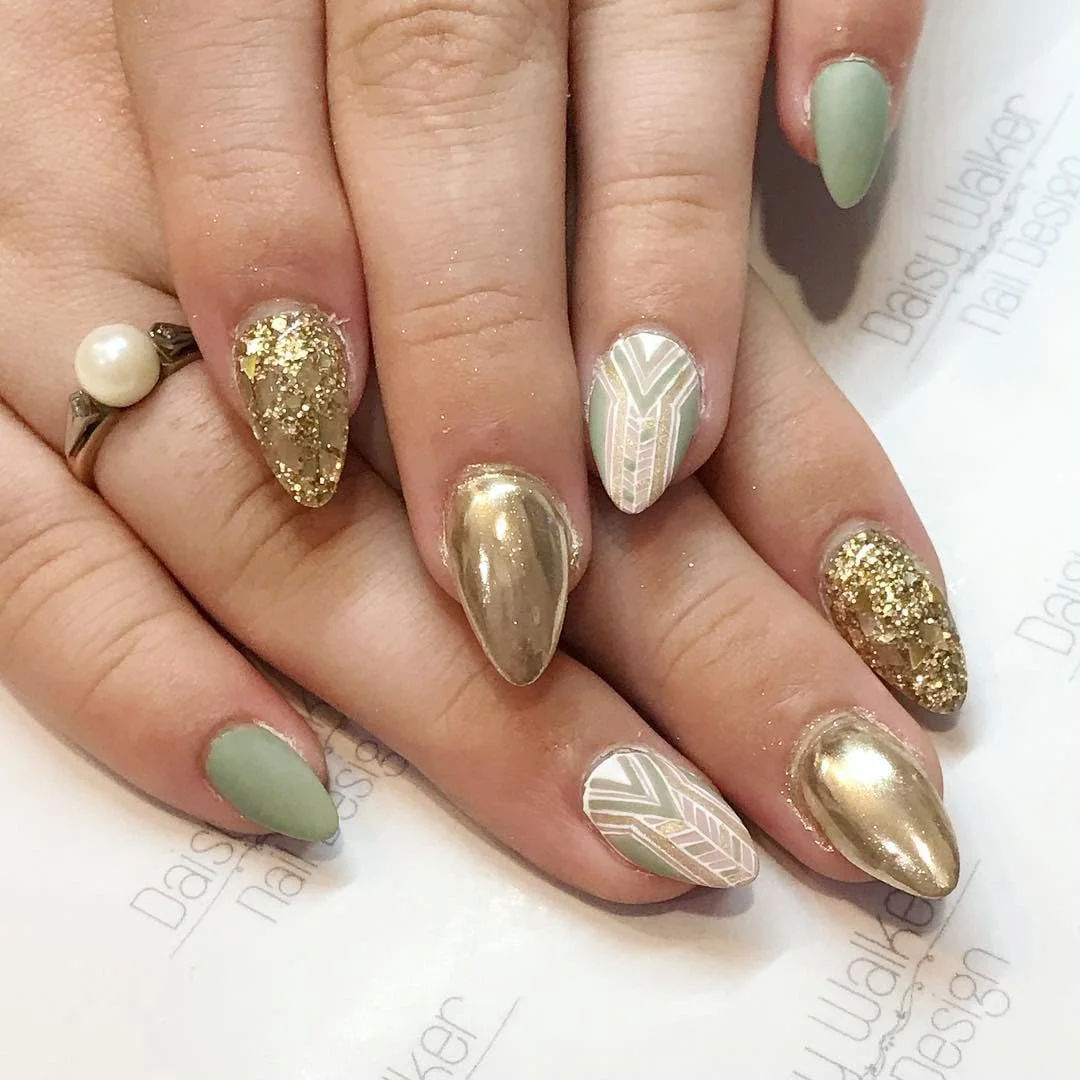 پودر ناخن با جلوه کروم GZMAYUEN، پودر آینه ای، رنگ ناخن پودر فلزی طلایی هولوگرافیک