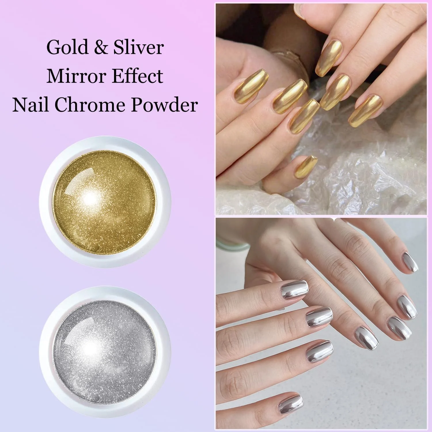 مجموعه پودر ناخن کروم GZMAYUEN، پودر ناخن مرواریدی سفید، مجموعه 6 رنگ پودر طراحی ناخن با جلوه آینه‌ای، پودر پیگمنت کروم هولو، مجموعه اکلیل