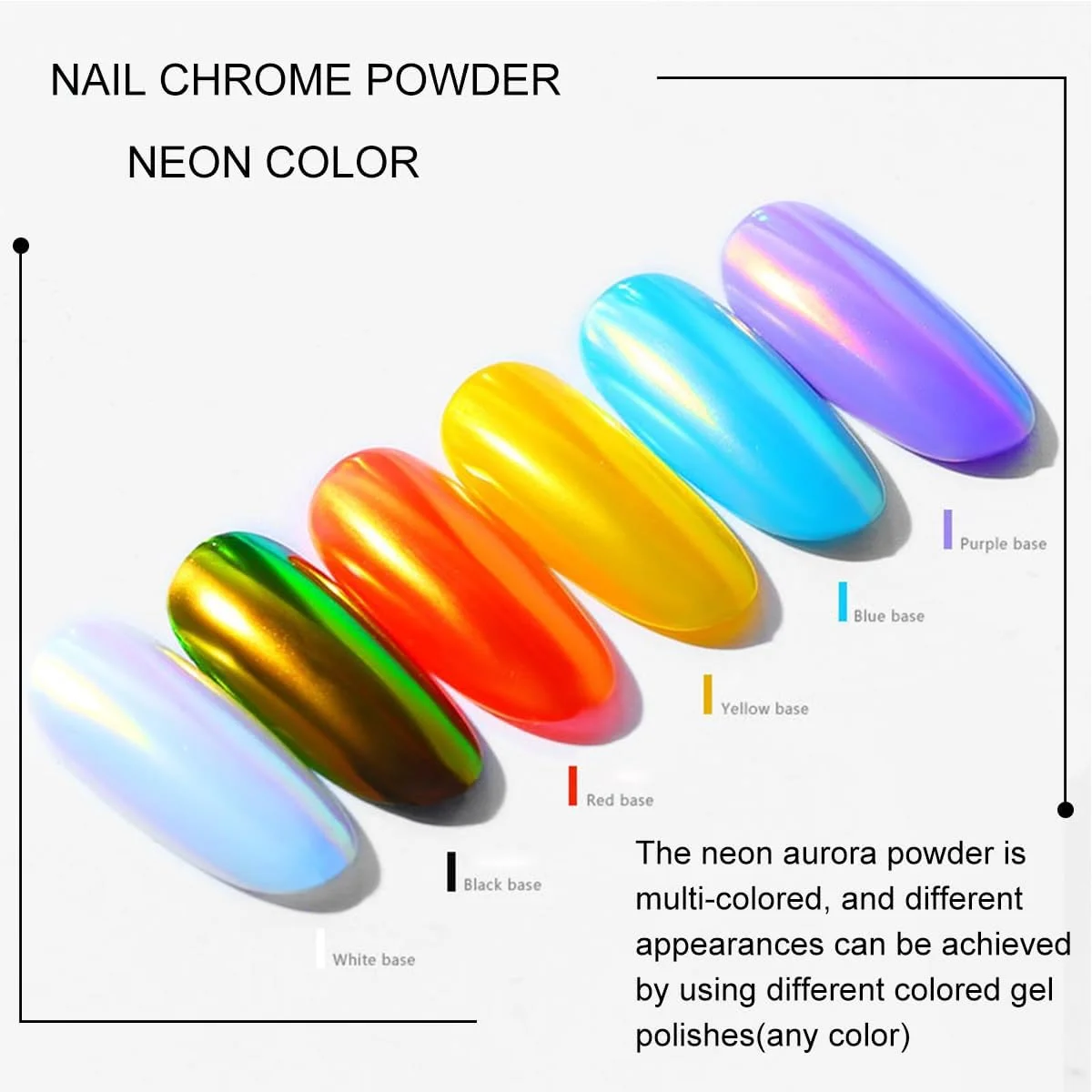 پودر کروم ناخن پری دریایی GZMAYUEN، پودر ناخن هولوگرافیک، 2 عدد، پودر کروم ناخن