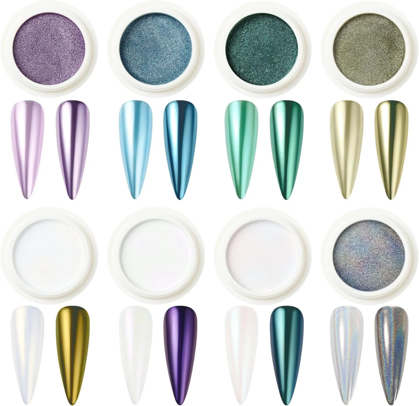 مجموعه پودر کروم ناخن 8 رنگ NICEDECO | جلوه های رنگین کمانی شفق قطبی و آینه ای متالیک | پودر اکلیل پری دریایی برای طراحی ناخن | کیت مانیکور سالنی و DIY مجموعه پودر کروم ناخن 8 رنگ NICEDECO | جلوه های رنگین کمانی شفق قطبی و آینه ای متالیک | پودر اکلیل پری دریایی برای طراحی ناخن | کیت مانیکور سالنی و DIY