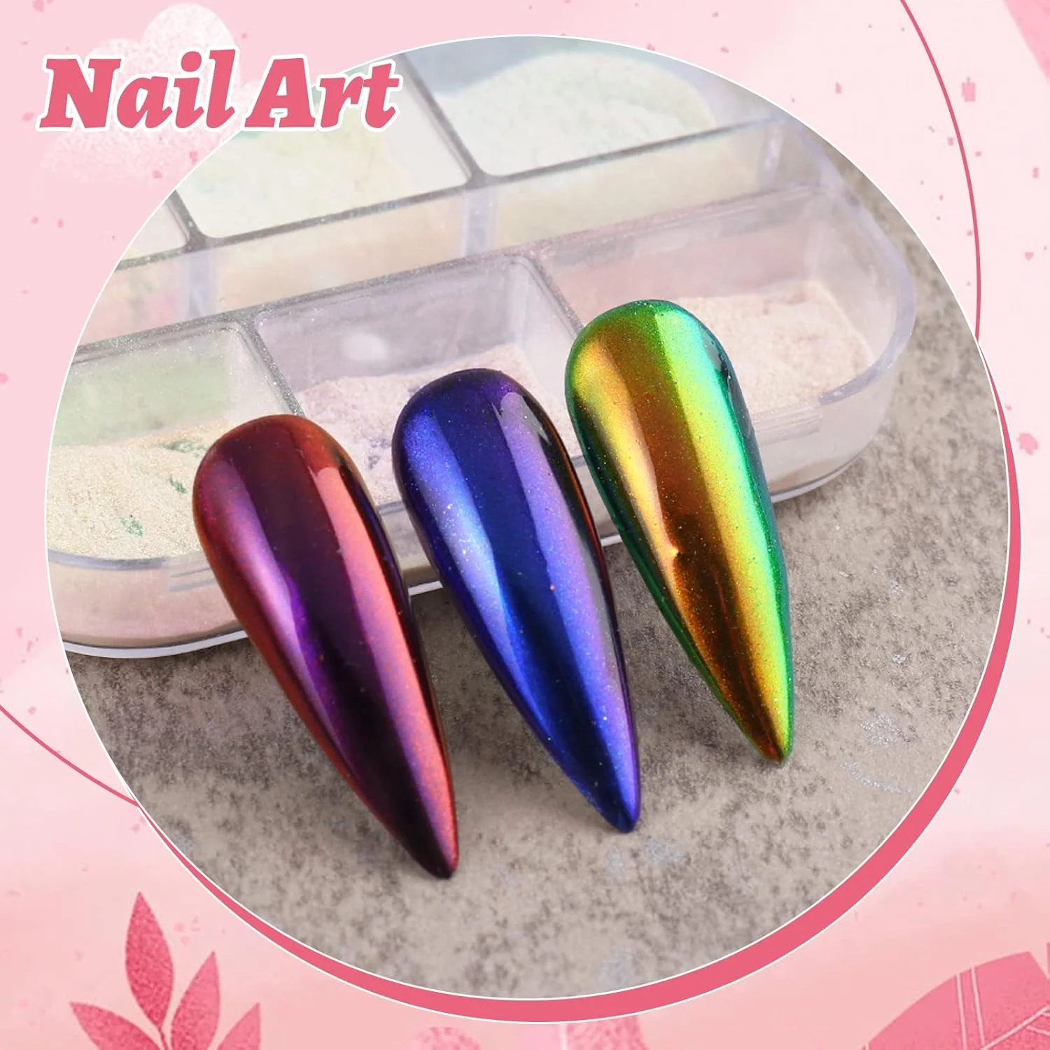 پودر کروم ناخن، پودر آرورا 6 رنگ برای ناخن، پودر جلوه آینه ای برای تزئین ناخن DIY، رنگدانه تزئین صورت و بدن پودر کروم ناخن، پودر آرورا 6 رنگ برای ناخن، پودر جلوه آینه ای برای تزئین ناخن DIY، رنگدانه تزئین صورت و بدن