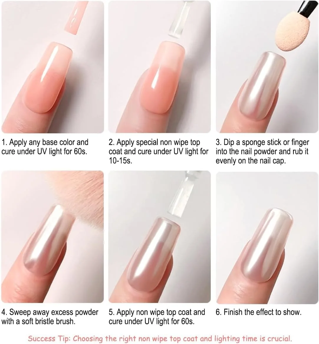 پودر ناخن کروم سفید مهتابی، 2 عدد پودر ناخن کروم مرواریدی شفق قطبی، اکلیل ناخن هولوگرافیک سفید درخشان، گرد رنگدانه شکر، اثر آینه ای شفاف جادویی صدفی، برای طراحی هنر ناخن