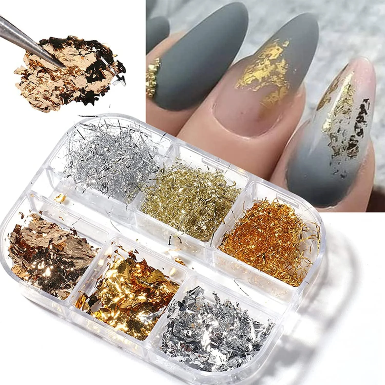 ورقه های تزئینی ناخن - 6 رنگ اکلیلی، لوازم جانبی طراحی سه بعدی DIY برای هنر ناخن، آرایش، کاشت ورقه های تزئینی ناخن - 6 رنگ اکلیلی، لوازم جانبی طراحی سه بعدی DIY برای هنر ناخن، آرایش، کاشت