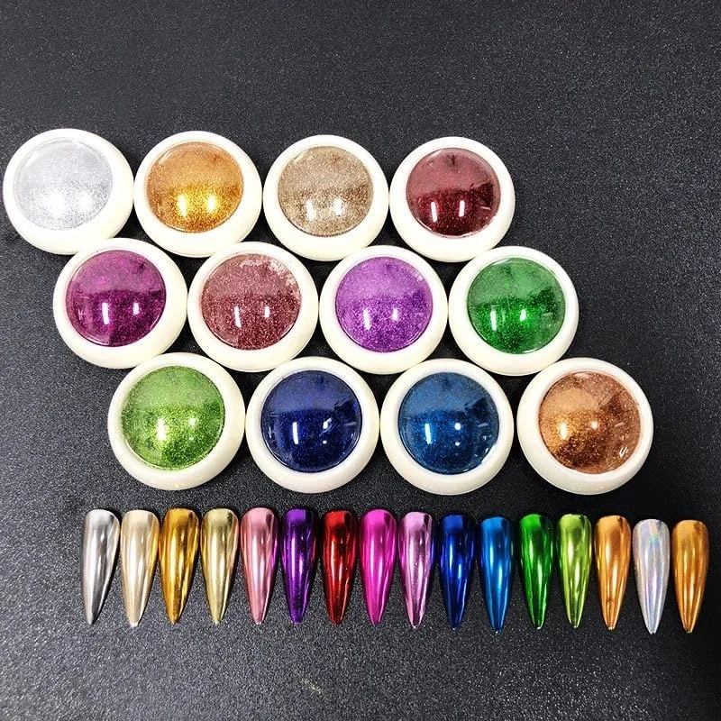مجموعه پودر کروم آینه ای ناخن NAILWIND - 12 رنگ پودر کروم متالیک هولوگرافیک ناخن بنفش سبز قرمز رز گلد برای طراحی ناخن ژلی، هدیه برای خانم ها مجموعه پودر کروم آینه ای ناخن NAILWIND - 12 رنگ پودر کروم متالیک هولوگرافیک ناخن بنفش سبز قرمز رز گلد برای طراحی ناخن ژلی، هدیه برای خانم ها