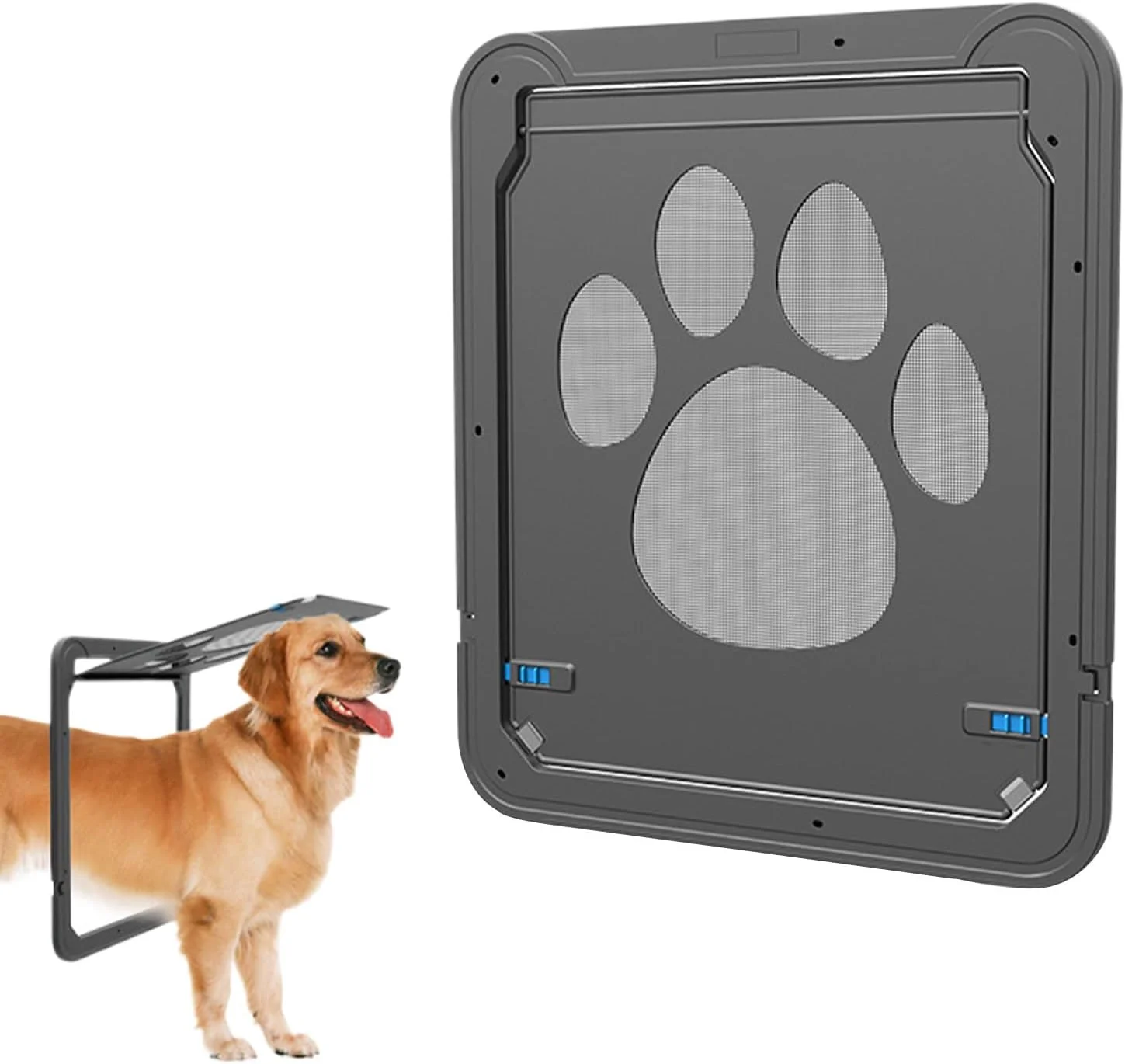 درب توری سگ - درب ورودی خانه سگ قفل شونده اتوماتیک، دریچه جایگزین قابل تنظیم برای عبور حیوانات خانگی در پاسیو، داخل و خارج از خانه