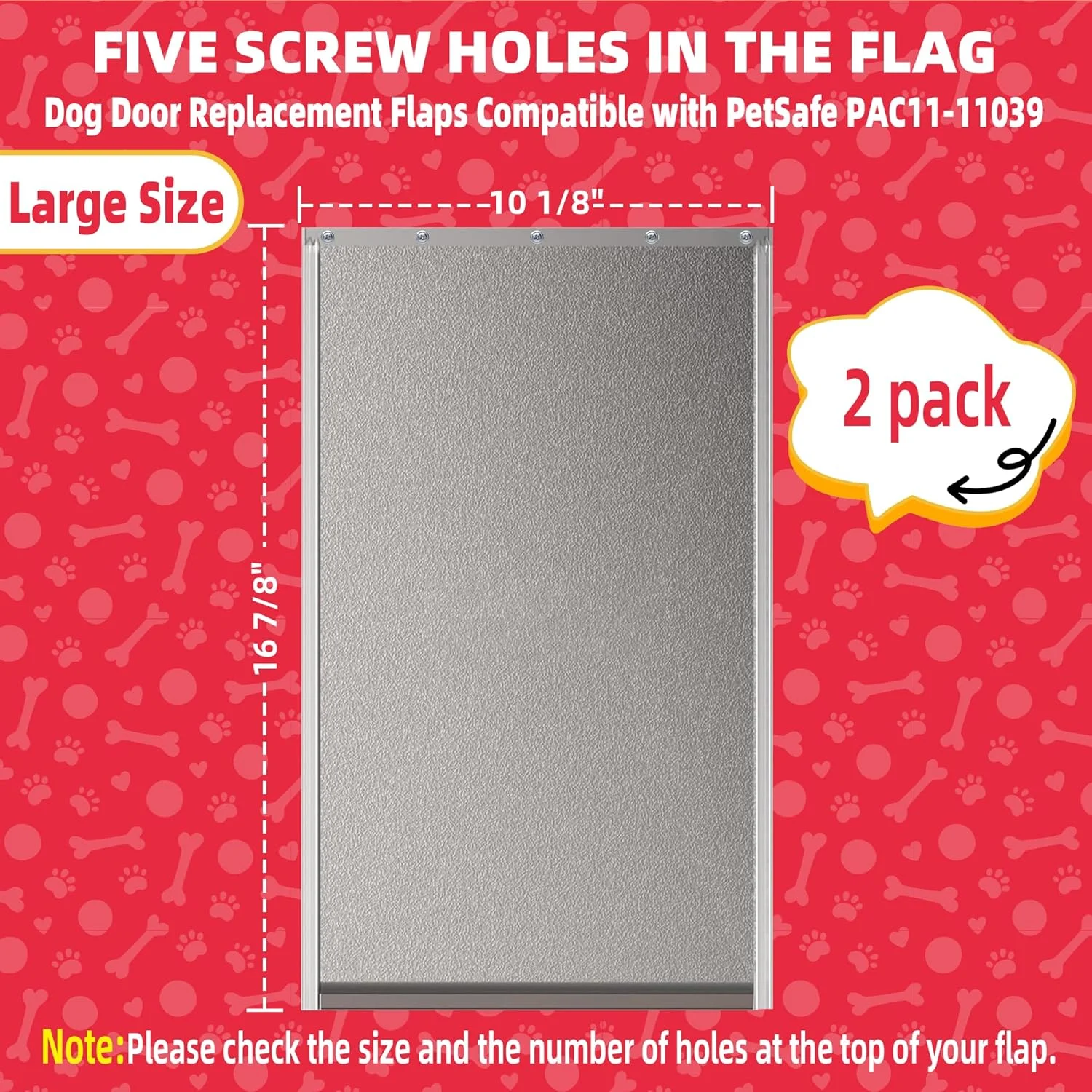 درب جایگزین برای سگ بزرگ، بسته 2 عددی، همراه با پیچ. سازگار با درب های سگ PetSafe Freedom PAC11-11039، اندازه 25.7 * 42.8 سانتی متر، مقاوم در برابر آب و هوا و نصب آسان