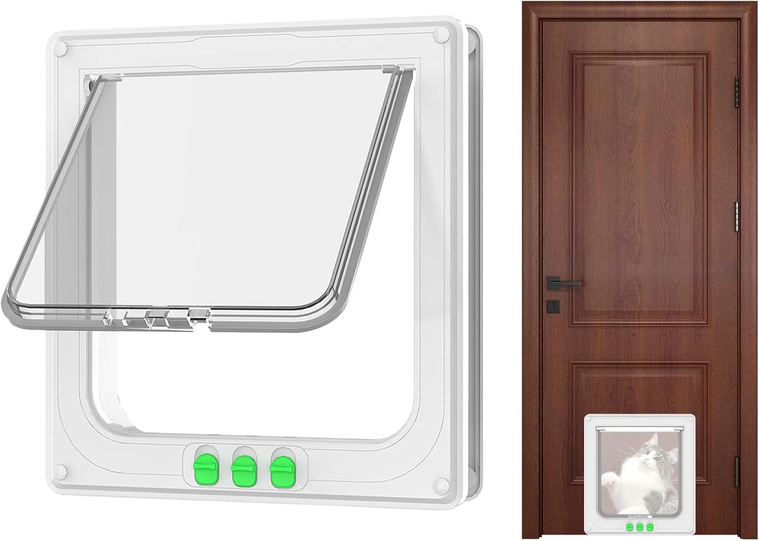 درب حیوانات خانگی برای دیوار، درب دو طرفه بازشو - دروازه شفاف ایمن با قابلیت باز شدن دو طرفه برای پنجره خانه خانواده در فضای باز، مناسب بچه گربه و حیوانات خانگی در داخل خانه