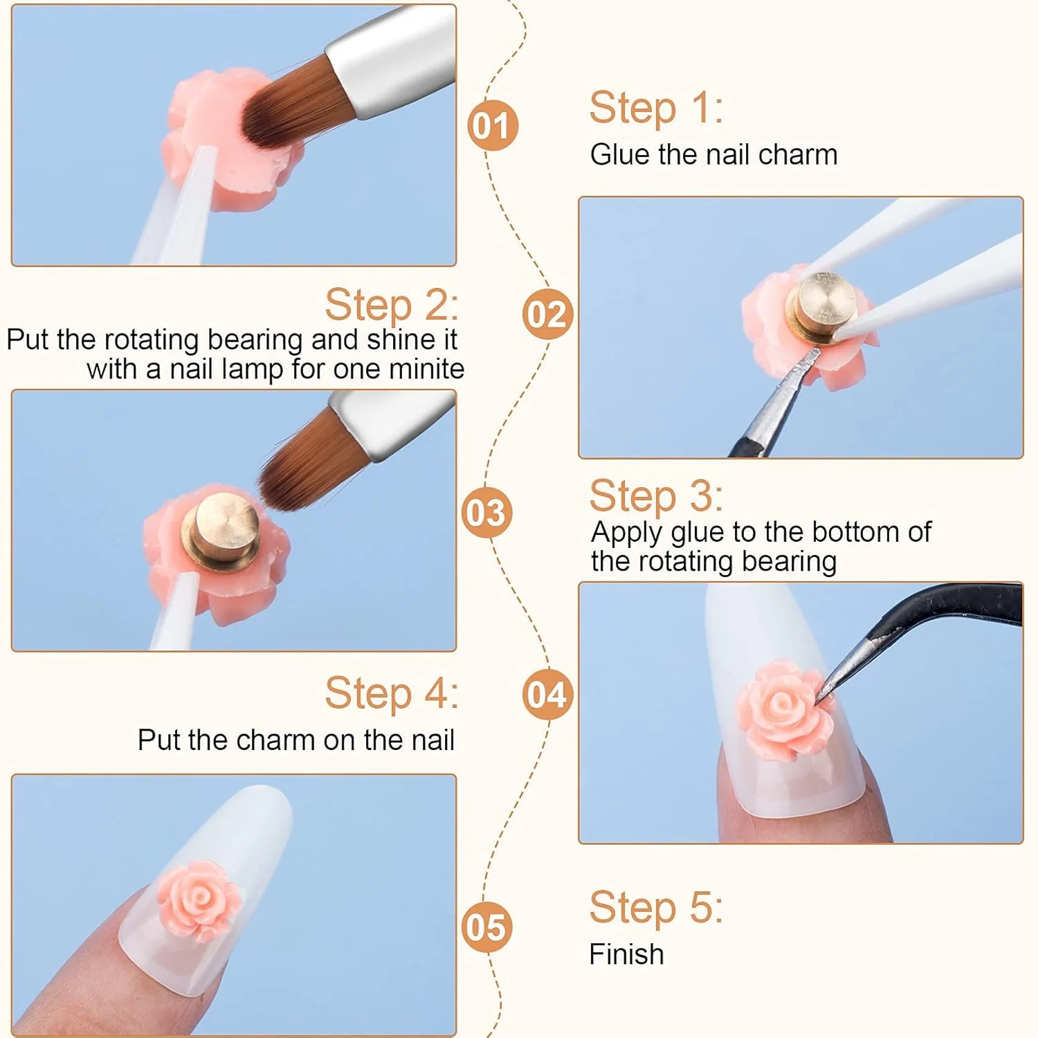 بسته 20 عددی بلبرینگ چرخشی طراحی ناخن سه بعدی ANCIRS، کیت چرخان طلایی برای لوازم جانبی جواهرات و کاردستی DIY (4x5x2.5mm) بسته 20 عددی بلبرینگ چرخشی طراحی ناخن سه بعدی ANCIRS، کیت چرخان طلایی برای لوازم جانبی جواهرات و کاردستی DIY (4x5x2.5mm)