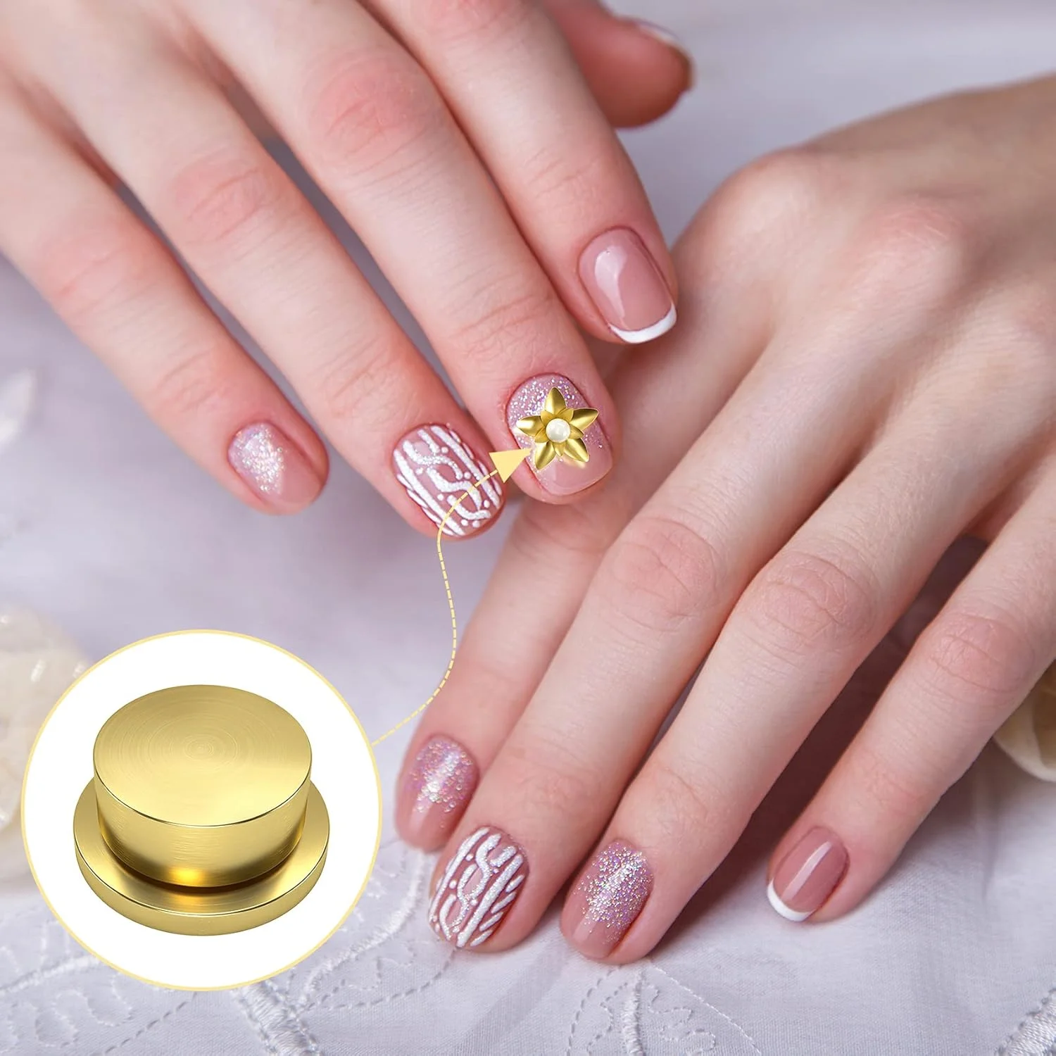 بسته 20 عددی بلبرینگ چرخشی طراحی ناخن سه بعدی ANCIRS، کیت چرخان طلایی برای لوازم جانبی جواهرات و کاردستی DIY (4x5x2.5mm) بسته 20 عددی بلبرینگ چرخشی طراحی ناخن سه بعدی ANCIRS، کیت چرخان طلایی برای لوازم جانبی جواهرات و کاردستی DIY (4x5x2.5mm)