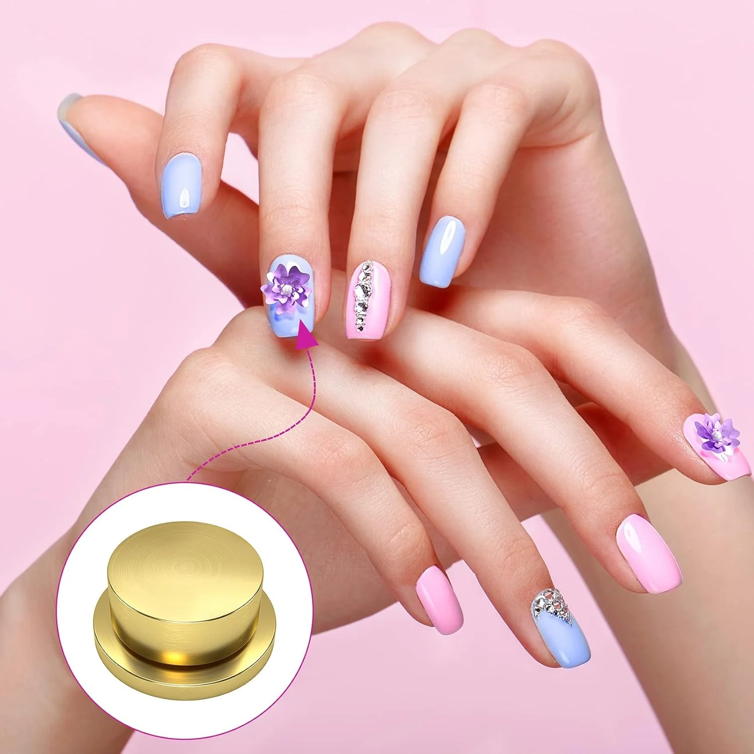 بسته 20 عددی بلبرینگ چرخشی طراحی ناخن سه بعدی ANCIRS، کیت چرخان طلایی برای لوازم جانبی جواهرات و کاردستی DIY (4x5x2.5mm) بسته 20 عددی بلبرینگ چرخشی طراحی ناخن سه بعدی ANCIRS، کیت چرخان طلایی برای لوازم جانبی جواهرات و کاردستی DIY (4x5x2.5mm)