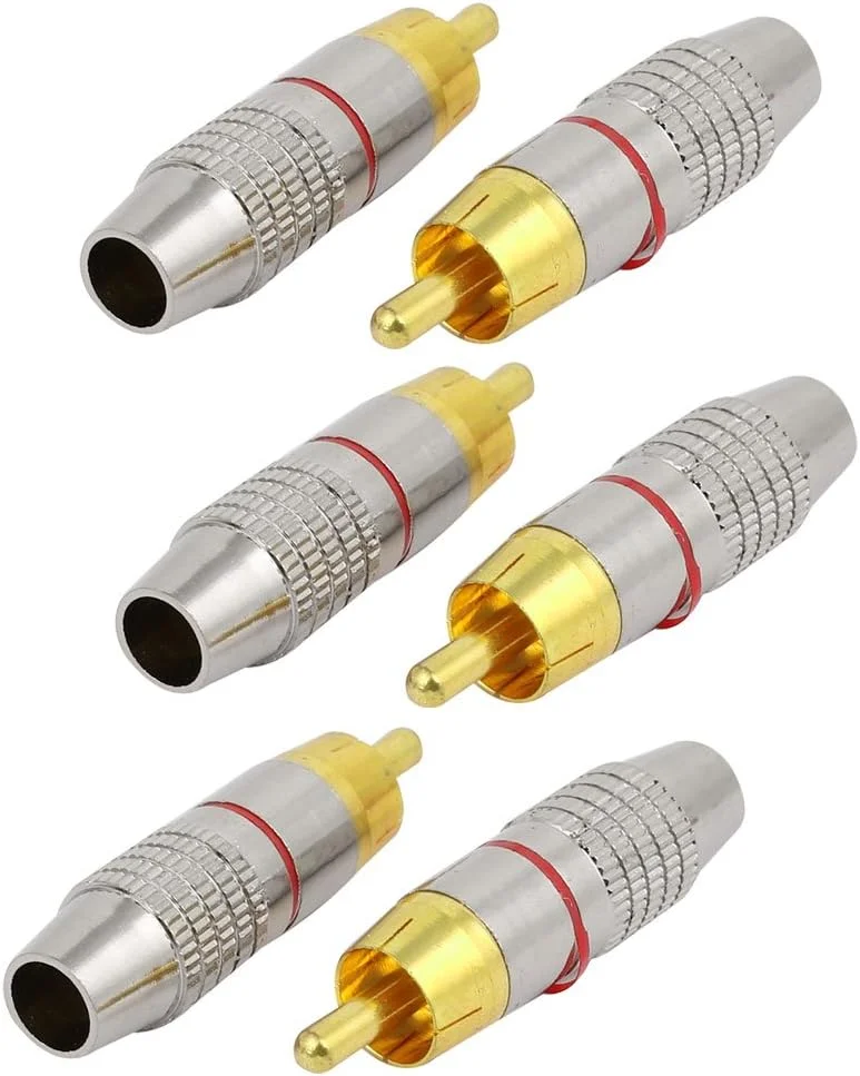 آداپتور اتصال کابل قفل شونده صوتی تصویری فلزی RCA نر (توزیع الکتریکی) Aexit، 6 عدد