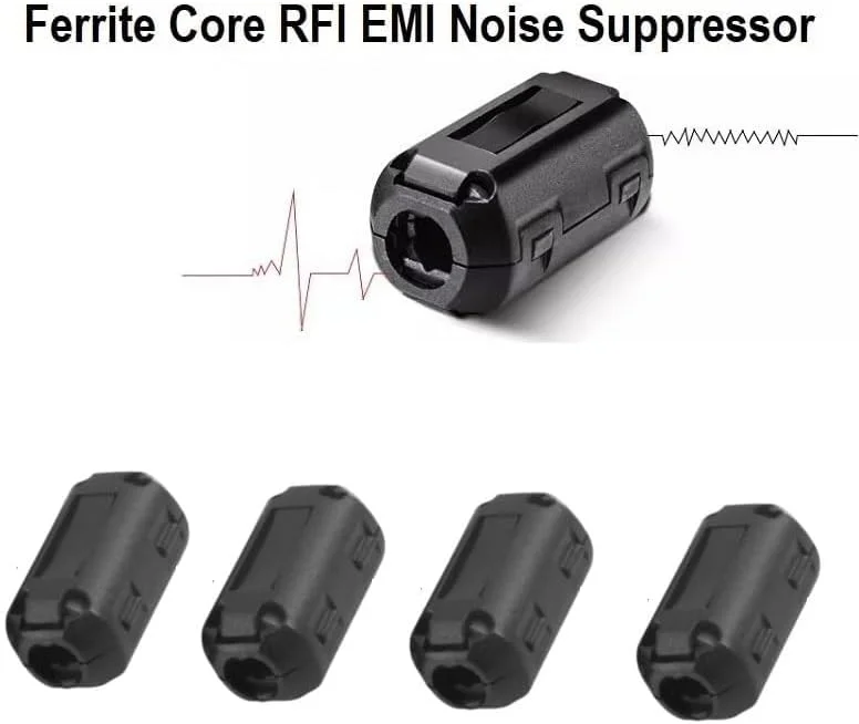 گیره فیلتر نویز 10 عددی، هسته فریت گیره سرکوبگر نویز EMI برای صدا، ویدئو، رادیو، بلندگو، آمپلی فایر، تلویزیون، کابل برق فیلتر ضد تداخل (قطر داخلی 7.0 میلی متر)