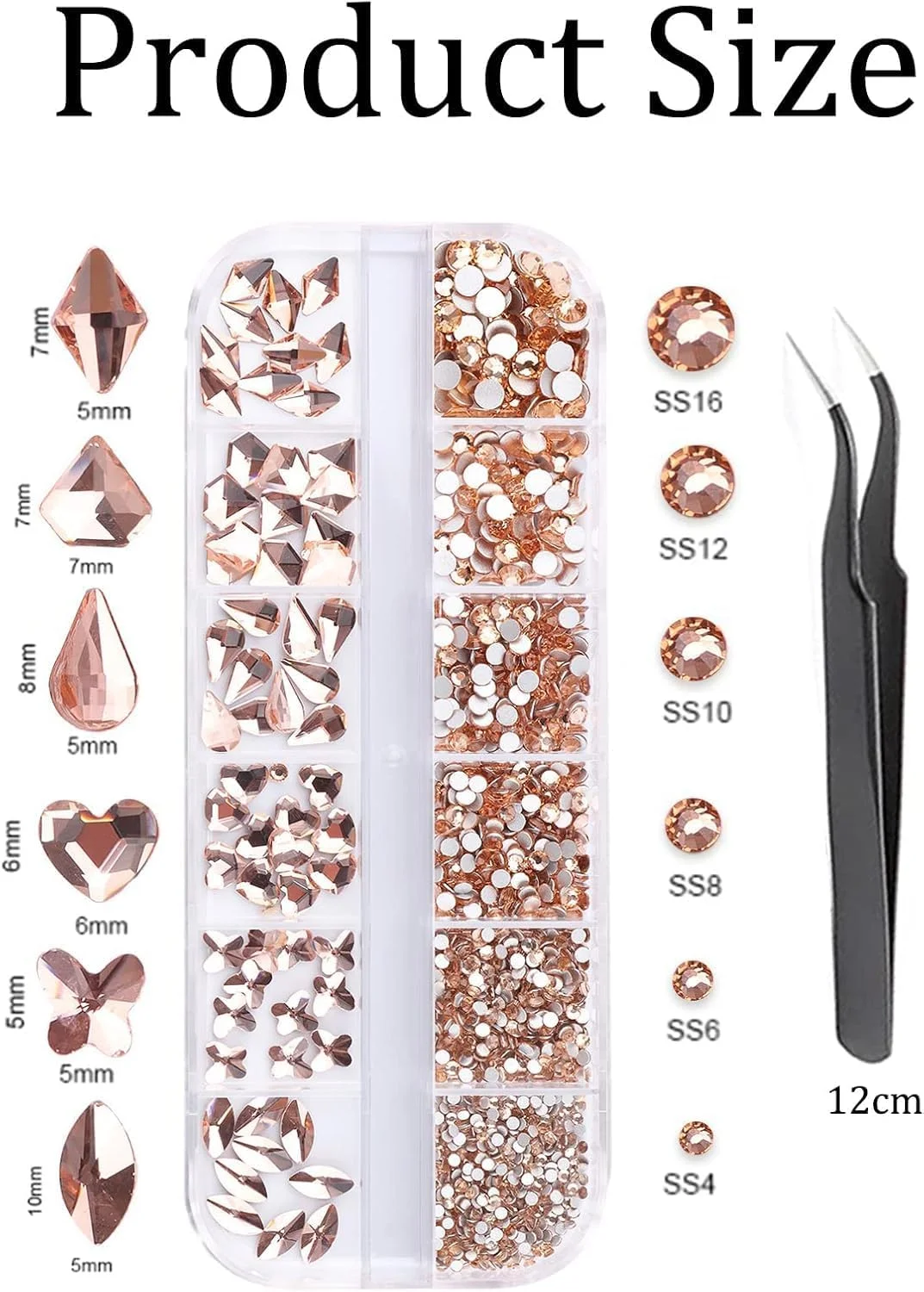 نگین های ناخن الماس شامپاین Kalolary، کریستال های ناخن با اشکال مختلف، نگین های تخت برای طراحی ناخن، الماس های قلبی برای ناخن، سنگ های گرد جواهر ناخن نگین های ناخن الماس شامپاین Kalolary، کریستال های ناخن با اشکال مختلف، نگین های تخت برای طراحی ناخن، الماس های قلبی برای ناخن، سنگ های گرد جواهر ناخن