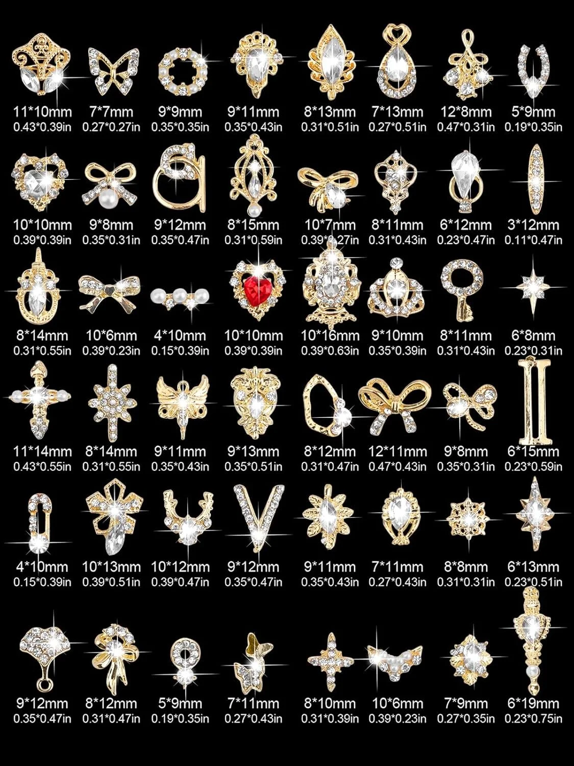 48 عدد نگین ناخن سه بعدی Kalolary، جواهرات فلزی براق و لوکس برای تزئین ناخن 48 عدد نگین ناخن سه بعدی Kalolary، جواهرات فلزی براق و لوکس برای تزئین ناخن