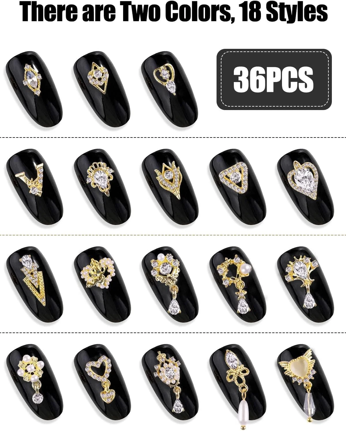 36 عدد نگین ناخن لوکس Kalolary، نگین های سه بعدی آویز ناخن، قلب نقره ای طلایی، مروارید، جواهرات کریستالی الماس ناخن برای دختران و زنان، ساخت جواهرات صنایع دستی طراحی ناخن DIY 36 عدد نگین ناخن لوکس Kalolary، نگین های سه بعدی آویز ناخن، قلب نقره ای طلایی، مروارید، جواهرات کریستالی الماس ناخن برای دختران و زنان، ساخت جواهرات صنایع دستی طراحی ناخن DIY