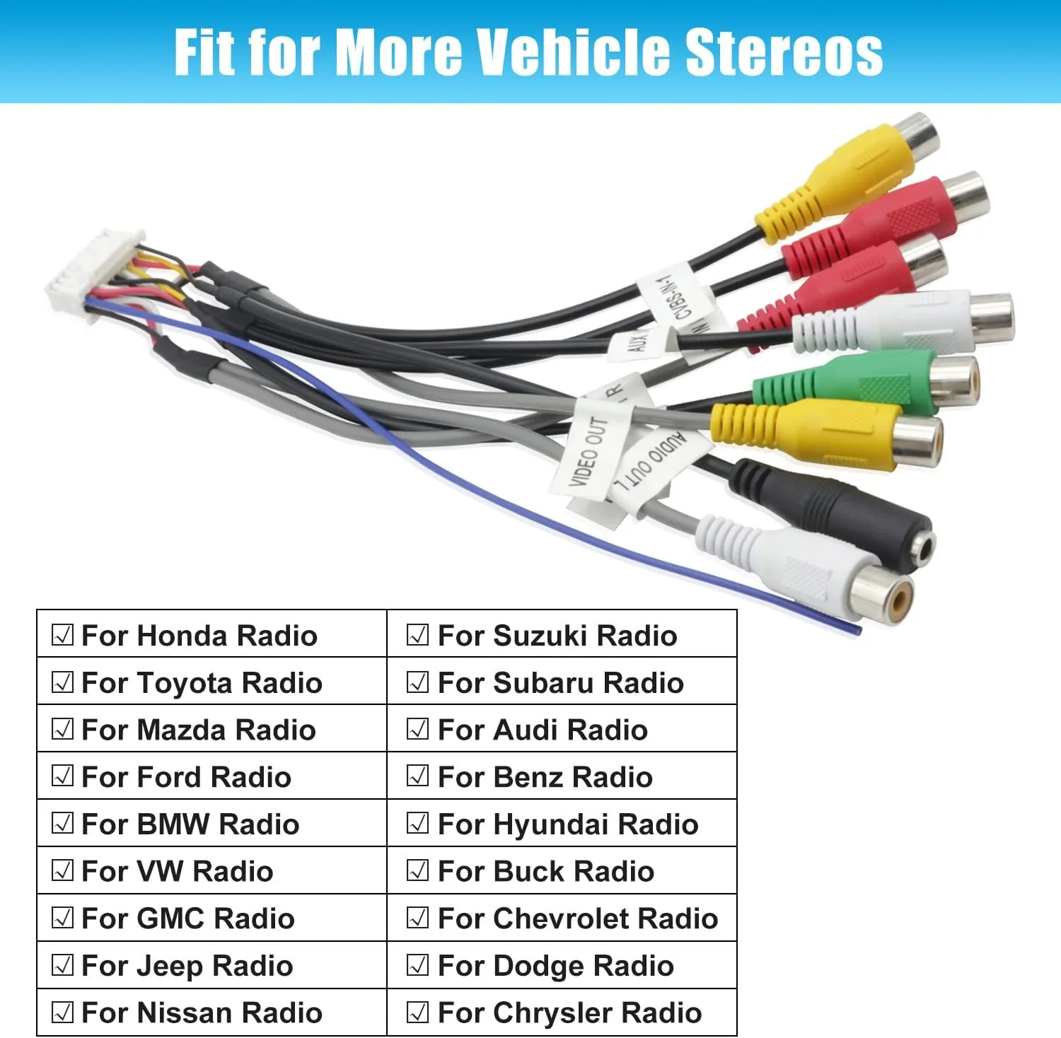 اتصال سیم RCA رادیو استریو خودرو اندروید Fiegromech، آداپتور دسته سیم کشی رادیو RCA 20 پین