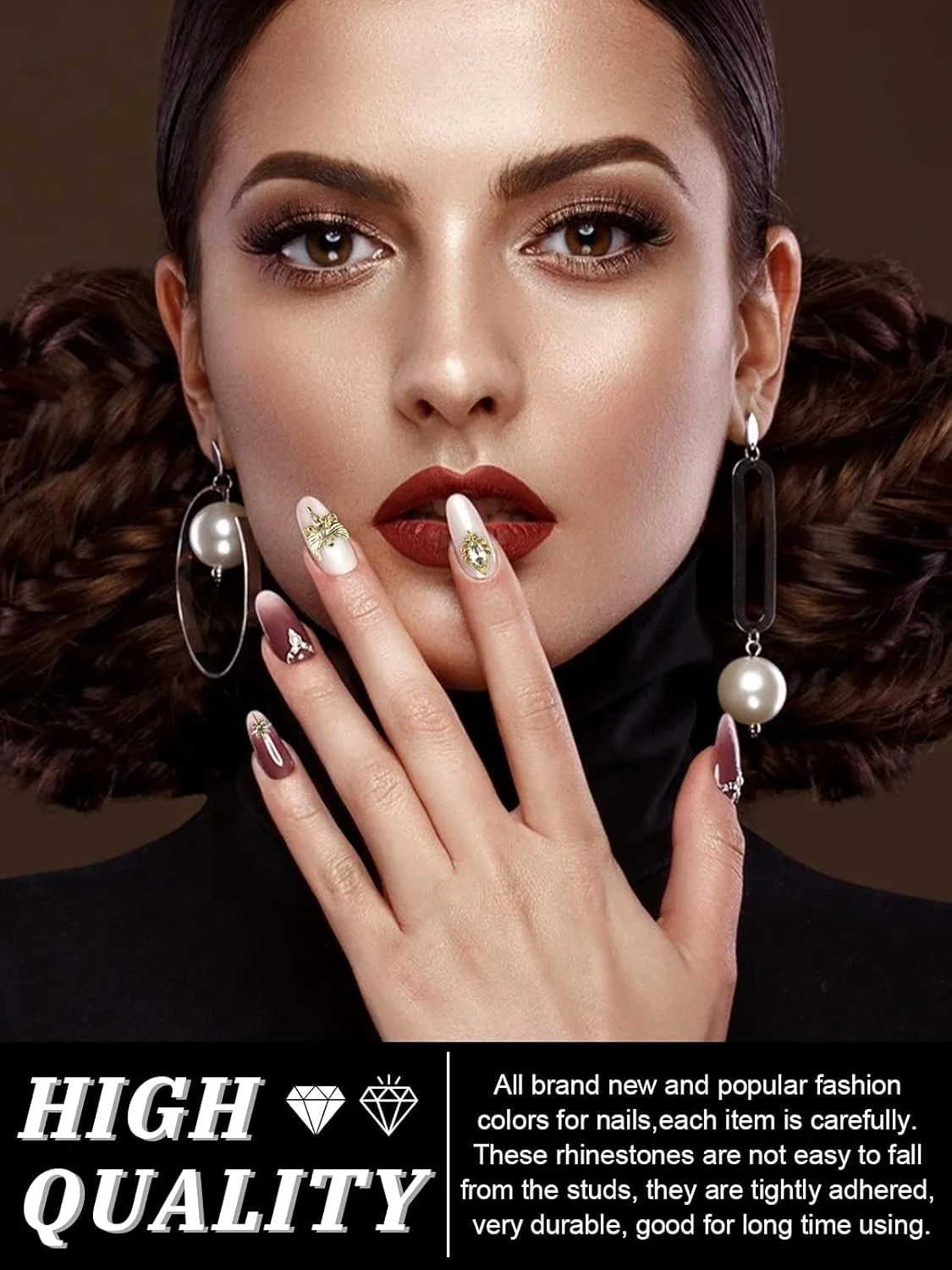 48 عدد نگین ناخن سه بعدی Kalolary، جواهرات فلزی براق و لوکس برای تزئین ناخن 48 عدد نگین ناخن سه بعدی Kalolary، جواهرات فلزی براق و لوکس برای تزئین ناخن