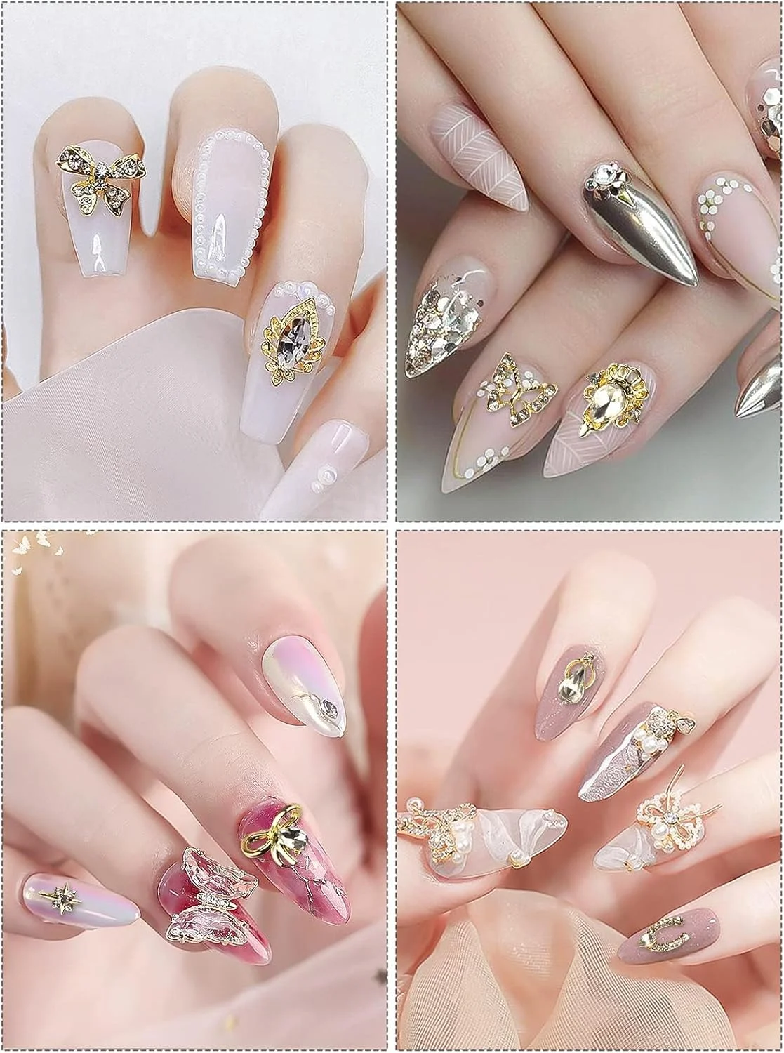 48 عدد نگین ناخن سه بعدی Kalolary، جواهرات فلزی براق و لوکس برای تزئین ناخن 48 عدد نگین ناخن سه بعدی Kalolary، جواهرات فلزی براق و لوکس برای تزئین ناخن