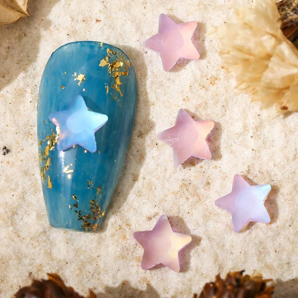 20 عدد تزیینات ناخن طرح قلب، ماه، پروانه، ستاره پنج پر و خرس بنفش