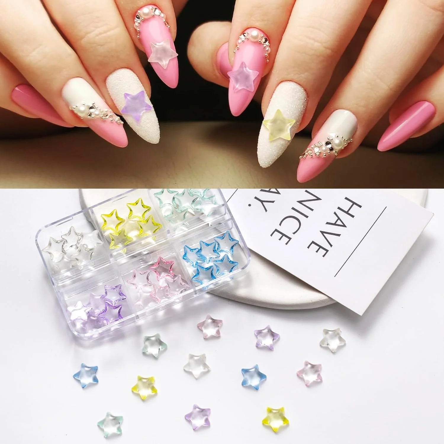 ۶۰ عدد ستاره تزئین ناخن، نگین های پنج پر، رزین سه بعدی، الماس ستاره ای، اکلیل تخت برای طراحی ناخن، مناسب برای طراحی زیورآلات ناخن ۶۰ عدد ستاره تزئین ناخن، نگین های پنج پر، رزین سه بعدی، الماس ستاره ای، اکلیل تخت برای طراحی ناخن، مناسب برای طراحی زیورآلات ناخن