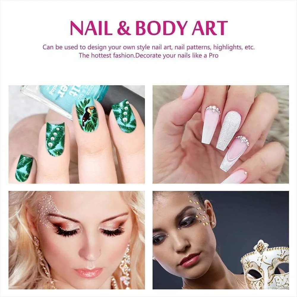 1440 عدد نگین تخت - سنگ های تزئینی کریستالی AB در 6 سایز مختلف برای ناخن، لباس، صورت و کارهای هنری - به همراه موچین و قلم نقطه گذاری 1440 عدد نگین تخت - سنگ های تزئینی کریستالی AB در 6 سایز مختلف برای ناخن، لباس، صورت و کارهای هنری - به همراه موچین و قلم نقطه گذاری