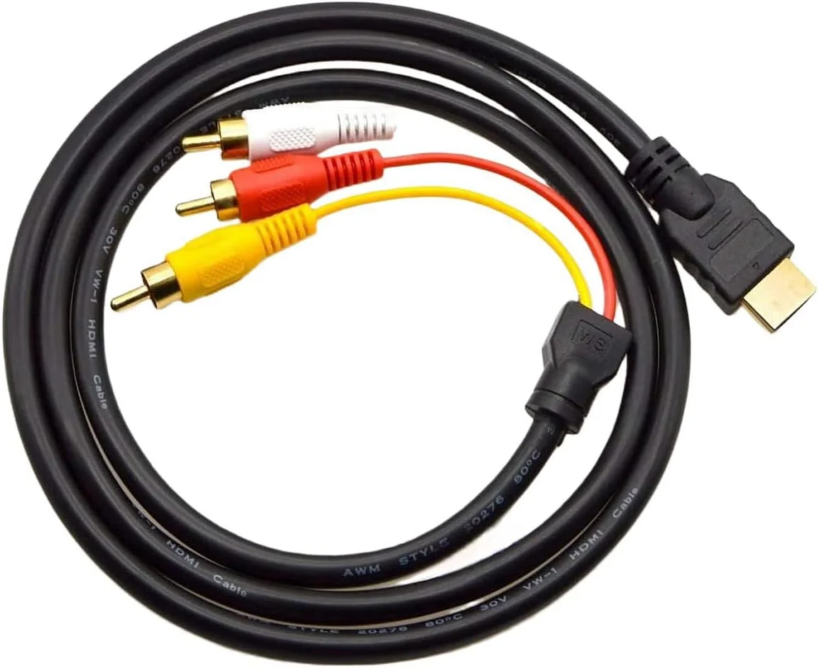 کابل HDMI به RCA کاست ویو، 1080P طول 1.5 متر، کابل تبدیل کننده HDMI نر به 3RCA ویدیو صدا AV، فرستنده یک طرفه برای تلویزیون HDTV DVD