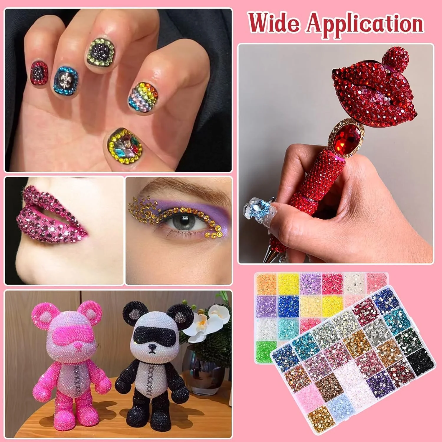 ست نگین ناخن – ۲۴ رنگ سنگ های گرد تخت ۳ و ۴ میلی متری برای ناخن، کاردستی و جواهرسازی به همراه موچین، قلم طراحی و ابزار برداشتن (۳۵۰۰ عدد) ست نگین ناخن – ۲۴ رنگ سنگ های گرد تخت ۳ و ۴ میلی متری برای ناخن، کاردستی و جواهرسازی به همراه موچین، قلم طراحی و ابزار برداشتن (۳۵۰۰ عدد)