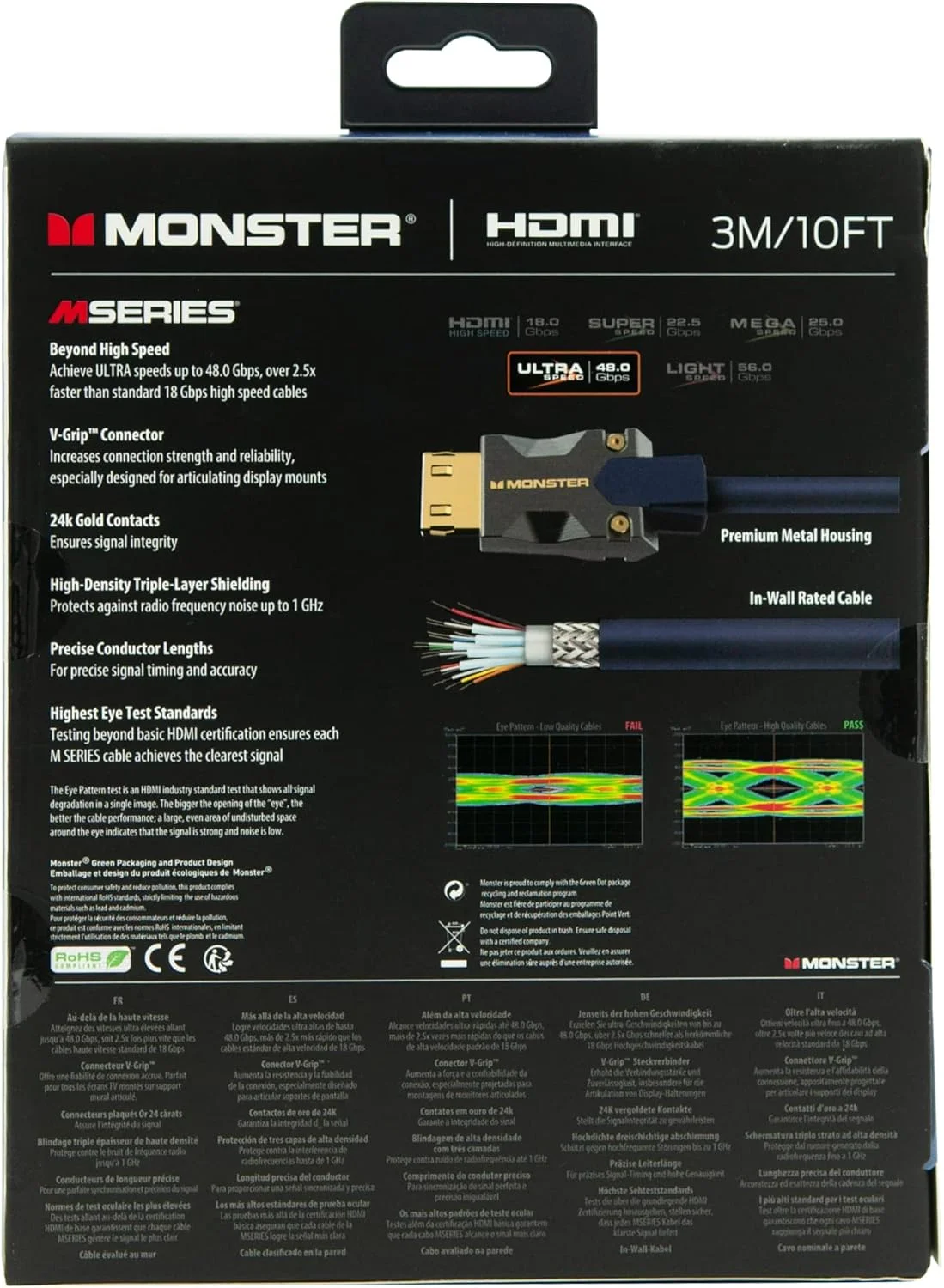 کابل Monster M3000 HDMI 2.1، طول 3 متر، 8K@60Hz، 4K@120Hz، سرعت فوق العاده بالا 48Gbps، HDR، eArc، اتصالات طلایی، سازگار با PS4/PS5/Xbox، آبی کابل Monster M3000 HDMI 2.1، طول 3 متر، 8K@60Hz، 4K@120Hz، سرعت فوق العاده بالا 48Gbps، HDR، eArc، اتصالات طلایی، سازگار با PS4/PS5/Xbox، آبی