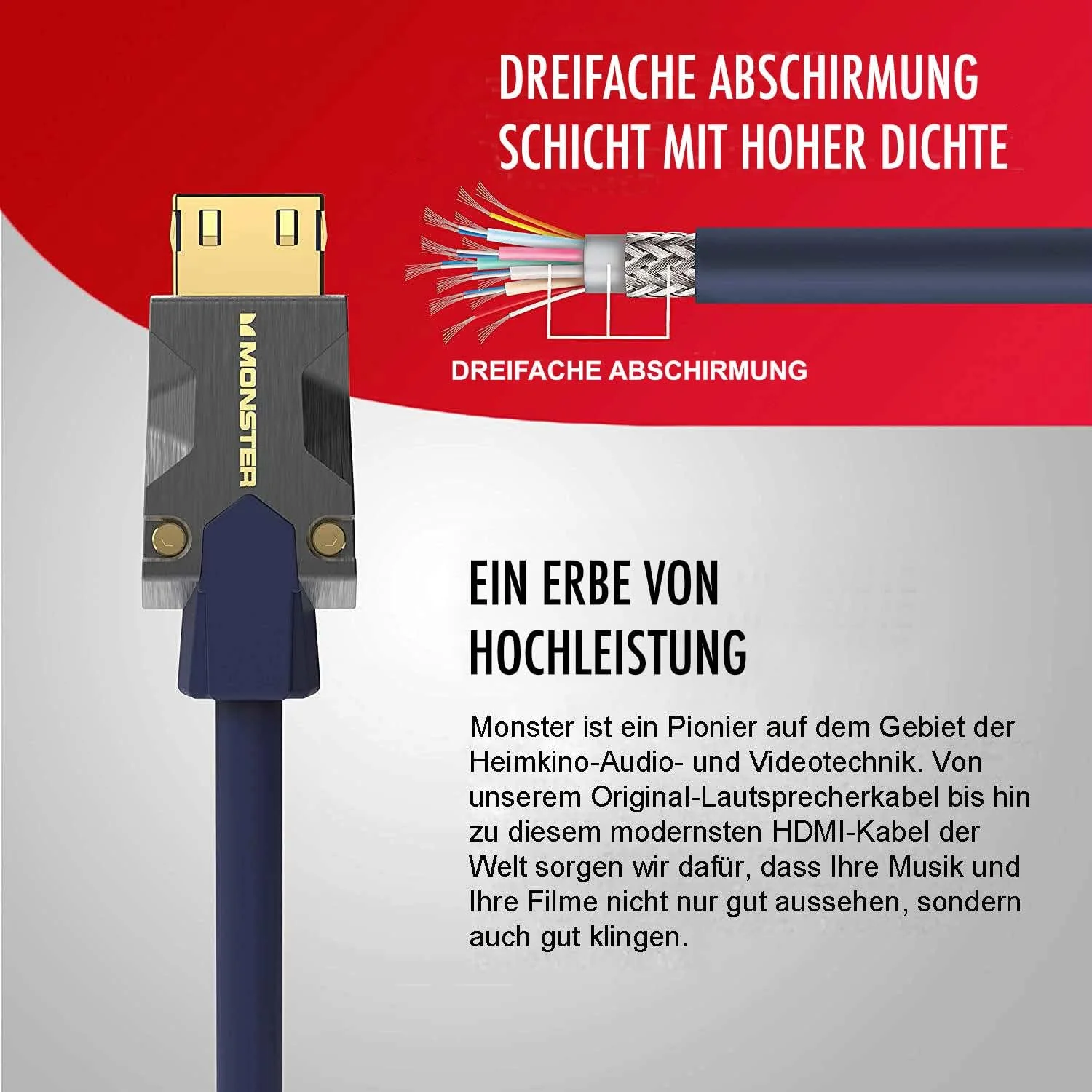 کابل Monster M3000 HDMI 2.1 طول 3 متر، 8K@60Hz، 4K@120Hz، سرعت فوق العاده بالا 48Gbps، HDR، eArc، اتصالات طلایی، سازگار با PS4/PS5/Xbox، آبی کابل Monster M3000 HDMI 2.1 طول 3 متر، 8K@60Hz، 4K@120Hz، سرعت فوق العاده بالا 48Gbps، HDR، eArc، اتصالات طلایی، سازگار با PS4/PS5/Xbox، آبی