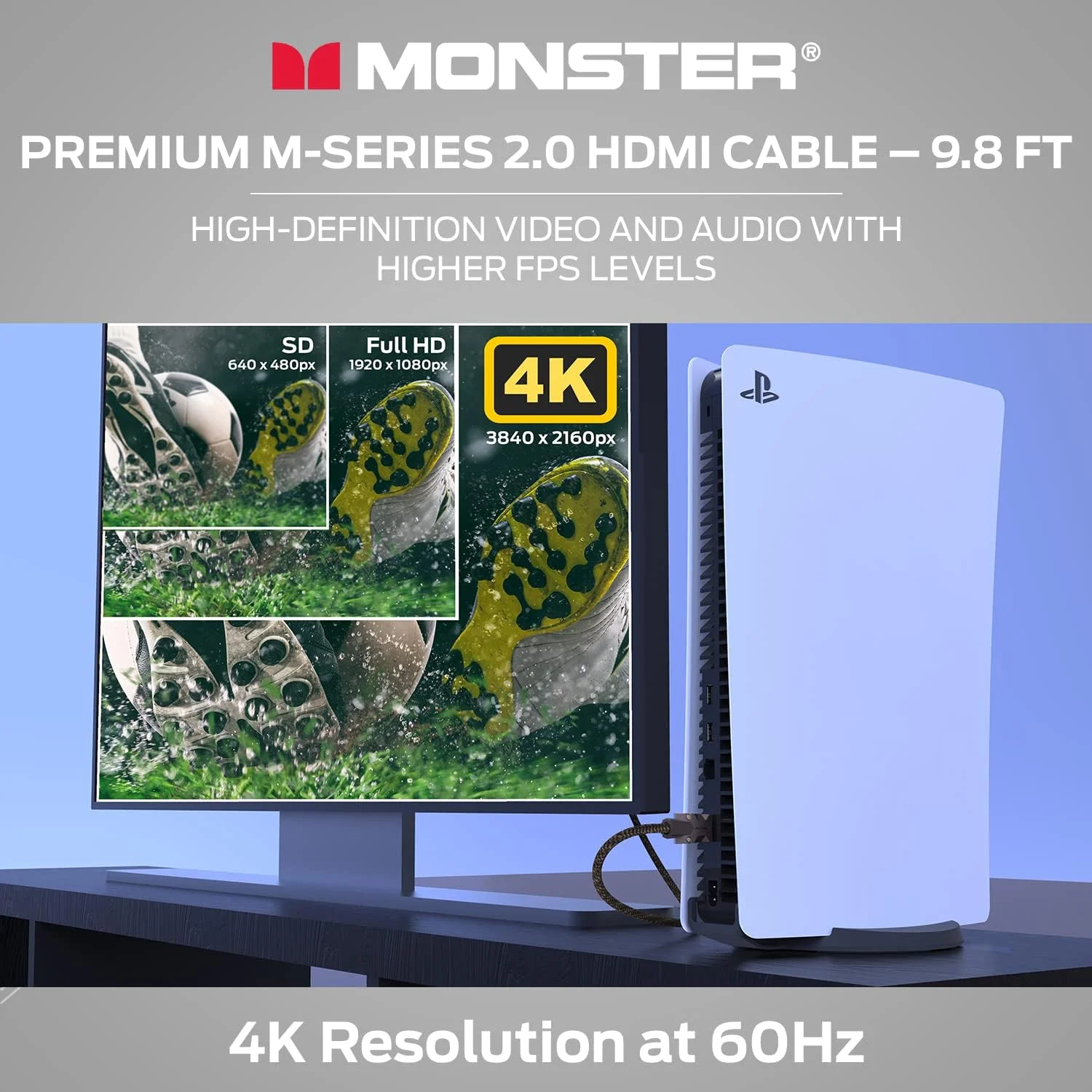 کابل HDMI فوق العاده پرسرعت Monster M-Series 2000 - 2.0 4K 60Hz، 25 گیگابیت بر ثانیه - 3 متر کابل HDMI فوق العاده پرسرعت Monster M-Series 2000 - 2.0 4K 60Hz، 25 گیگابیت بر ثانیه - 3 متر