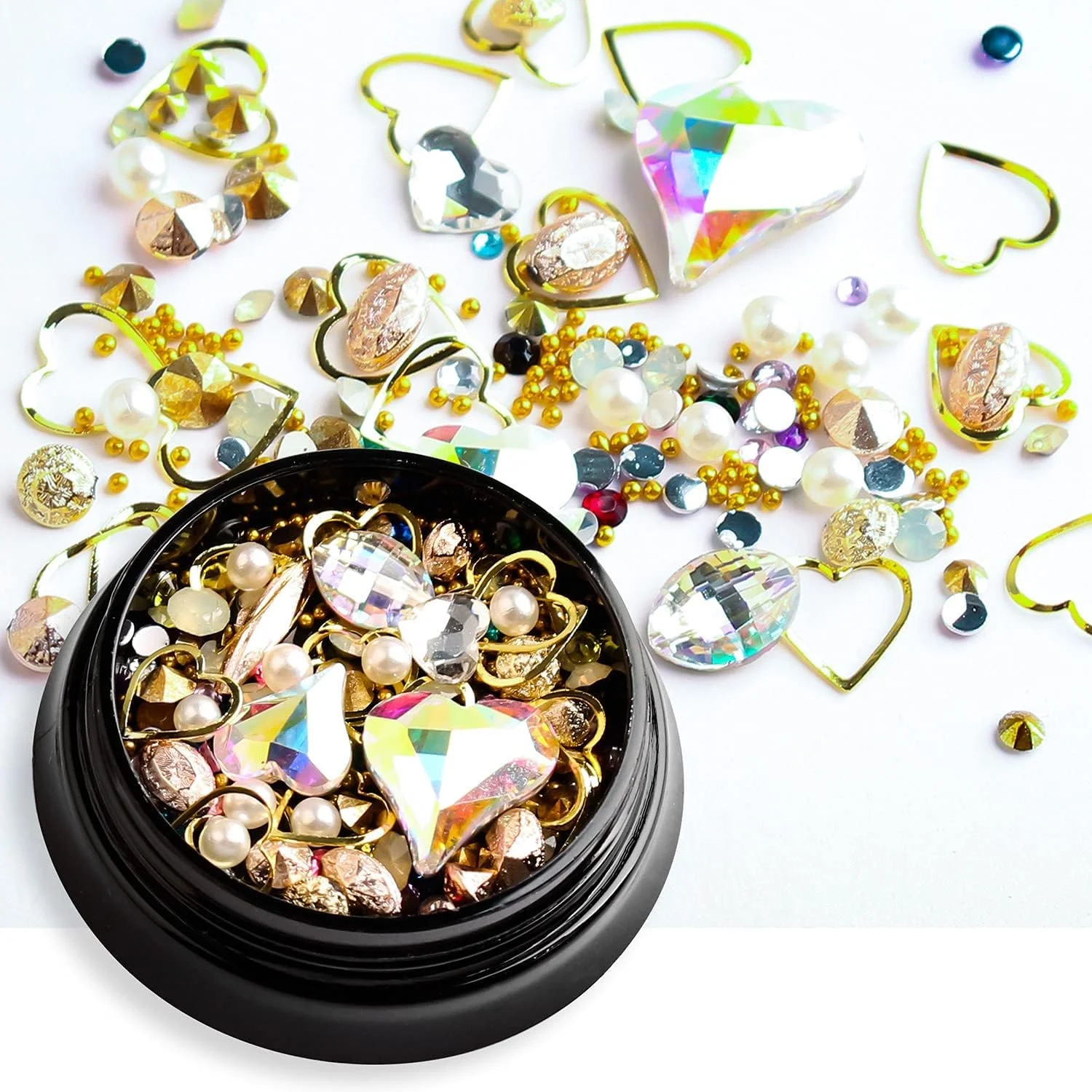 نگین ناخن سه بعدی KASTWAVE، گل میخ های طلایی، نگین های بدلیجات، مروارید، کیت تزئین ناخن با 1 عدد موچین، مداد انتخاب کننده 6 جعبه برای طراحی ناخن، لوازم صنایع دستی DIY نگین ناخن سه بعدی KASTWAVE، گل میخ های طلایی، نگین های بدلیجات، مروارید، کیت تزئین ناخن با 1 عدد موچین، مداد انتخاب کننده 6 جعبه برای طراحی ناخن، لوازم صنایع دستی DIY