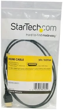 کابل HDMI باریک و پرسرعت 90 سانتی‌متری StarTech.com با اترنت - مینی به مینی (HDMIACMM3S)، مشکی