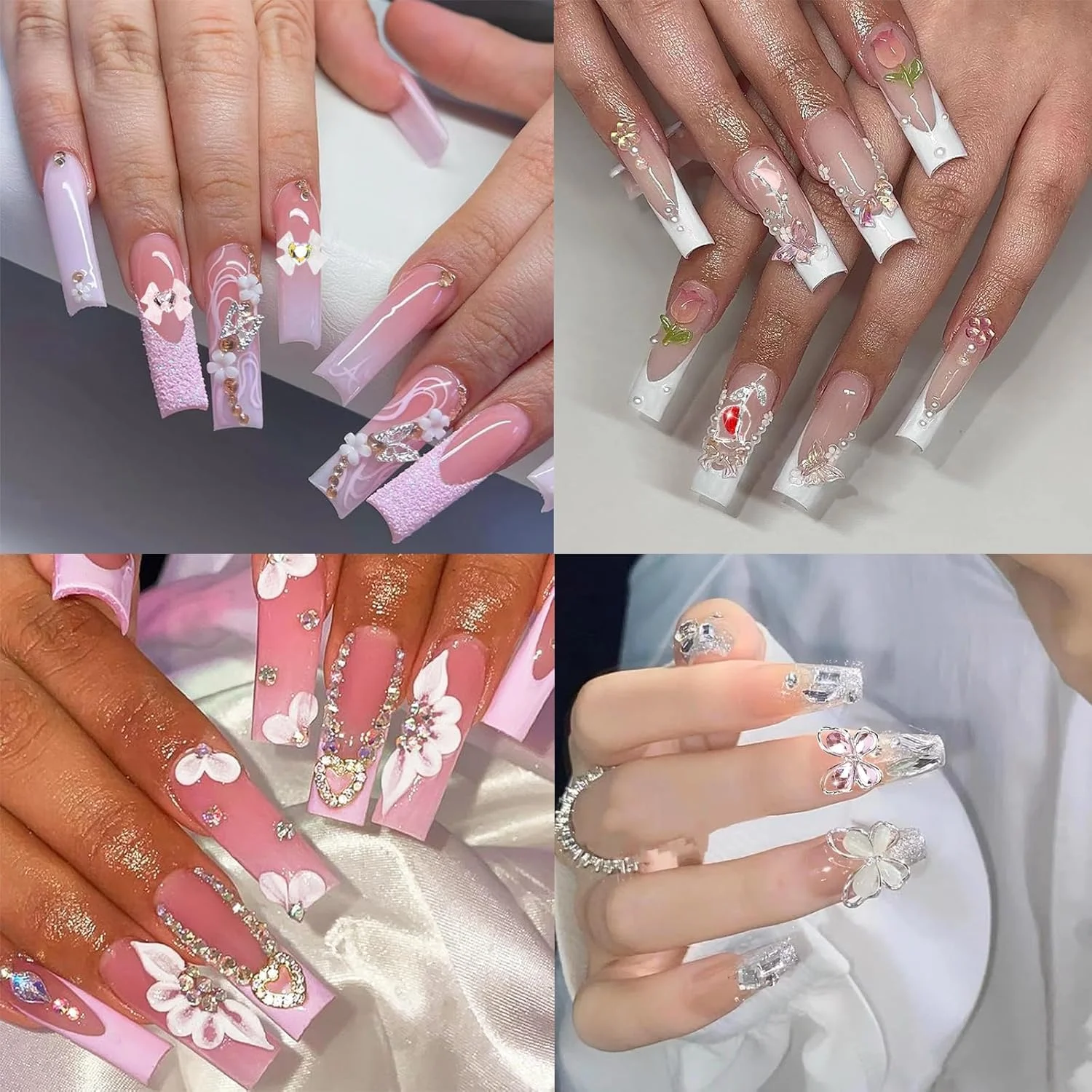 نگین ناخن یلاجوی 24 عددی با سنگ های تزئینی، قلب سه بعدی Y2k، ستاره، پاپیون، آلیاژ گیلاس، تزئینات طراحی ناخن، لوازم جانبی جواهرات براق برای لوازم طراحی ناخن