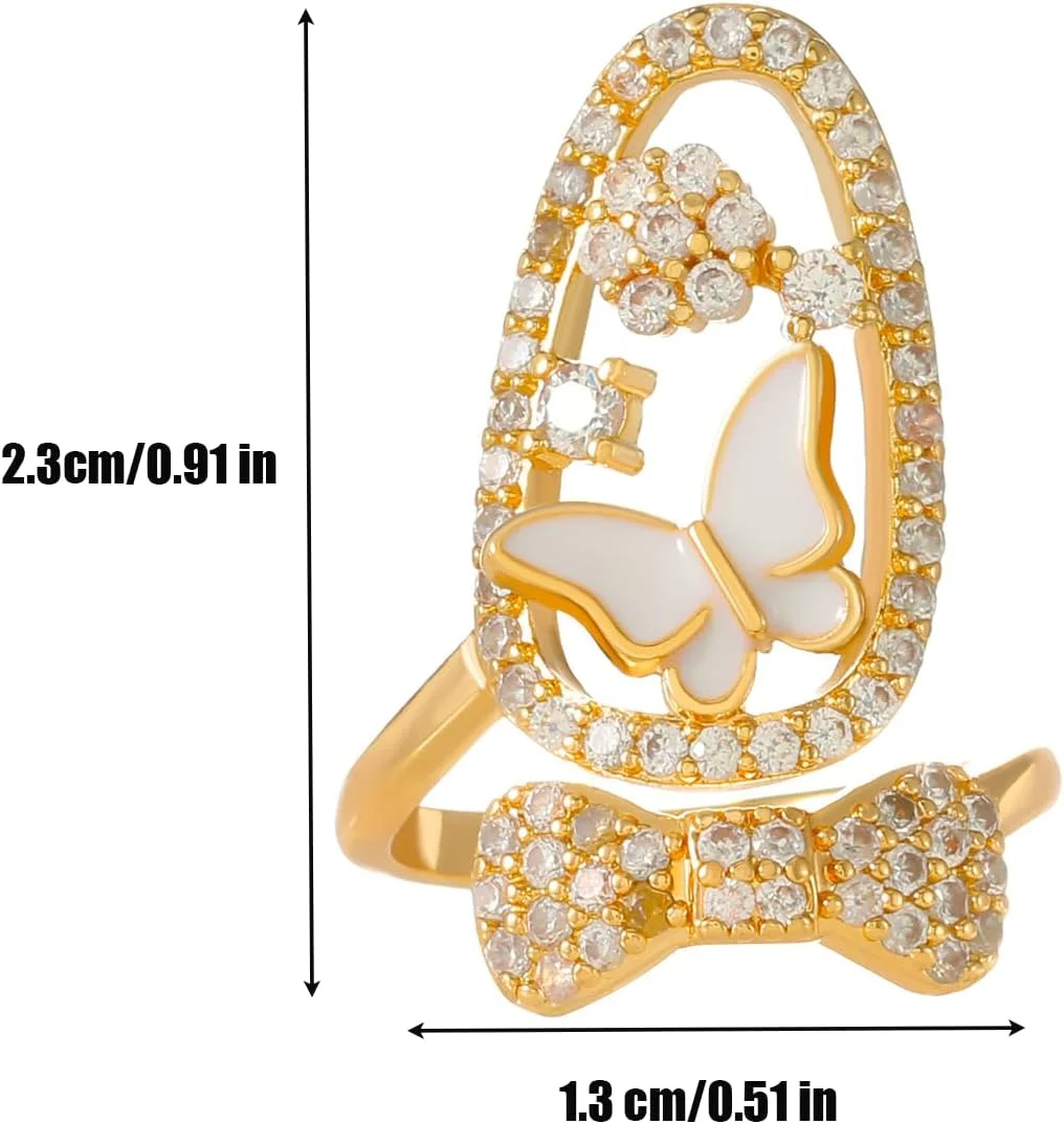 YIUWLMN 6 عدد انگشتر نوک انگشتی شیک و نفیس با تزئینات نگین درخشان، انگشتر فلزی ناخن انگشت، جواهرات ظریف و قابل تنظیم هنر ناخن برای زنان، آلیاژ، طلایی، فلز، روی YIUWLMN 6 عدد انگشتر نوک انگشتی شیک و نفیس با تزئینات نگین درخشان، انگشتر فلزی ناخن انگشت، جواهرات ظریف و قابل تنظیم هنر ناخن برای زنان، آلیاژ، طلایی، فلز، روی