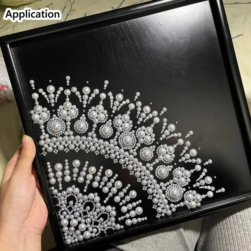 ۱۵۰ عدد مروارید نیمه ۱۶ میلی‌متری تخت برای کارهای دستی، مناسب ساخت جواهرات، طراحی ناخن، اسکرپ بوک، تزئین لباس عروسی (سفید)