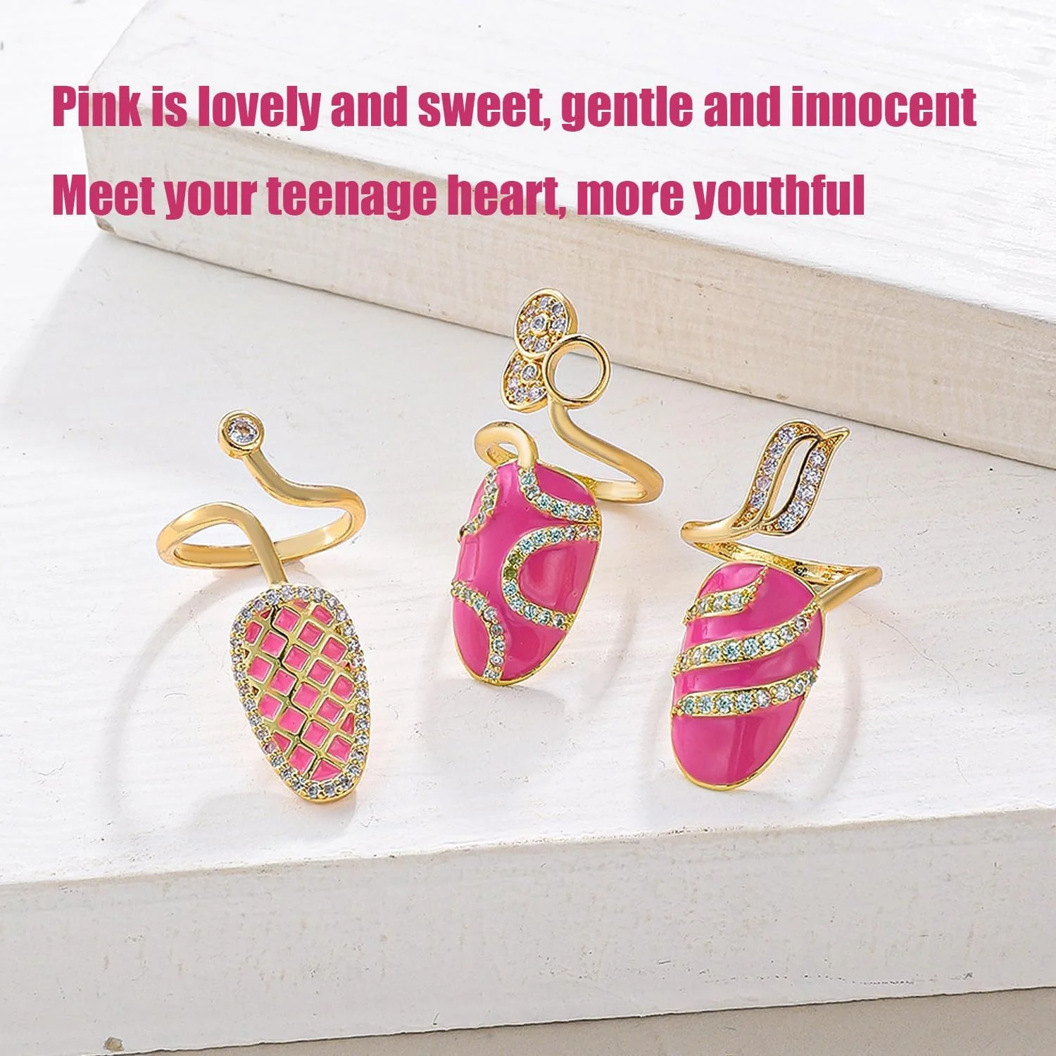 YIUWLMN 6 عدد انگشتر نوک انگشتی شیک و نفیس با تزئینات نگین درخشان، انگشتر فلزی ناخن انگشت، جواهرات ظریف و قابل تنظیم هنر ناخن برای زنان، آلیاژ، طلایی، فلز، روی YIUWLMN 6 عدد انگشتر نوک انگشتی شیک و نفیس با تزئینات نگین درخشان، انگشتر فلزی ناخن انگشت، جواهرات ظریف و قابل تنظیم هنر ناخن برای زنان، آلیاژ، طلایی، فلز، روی