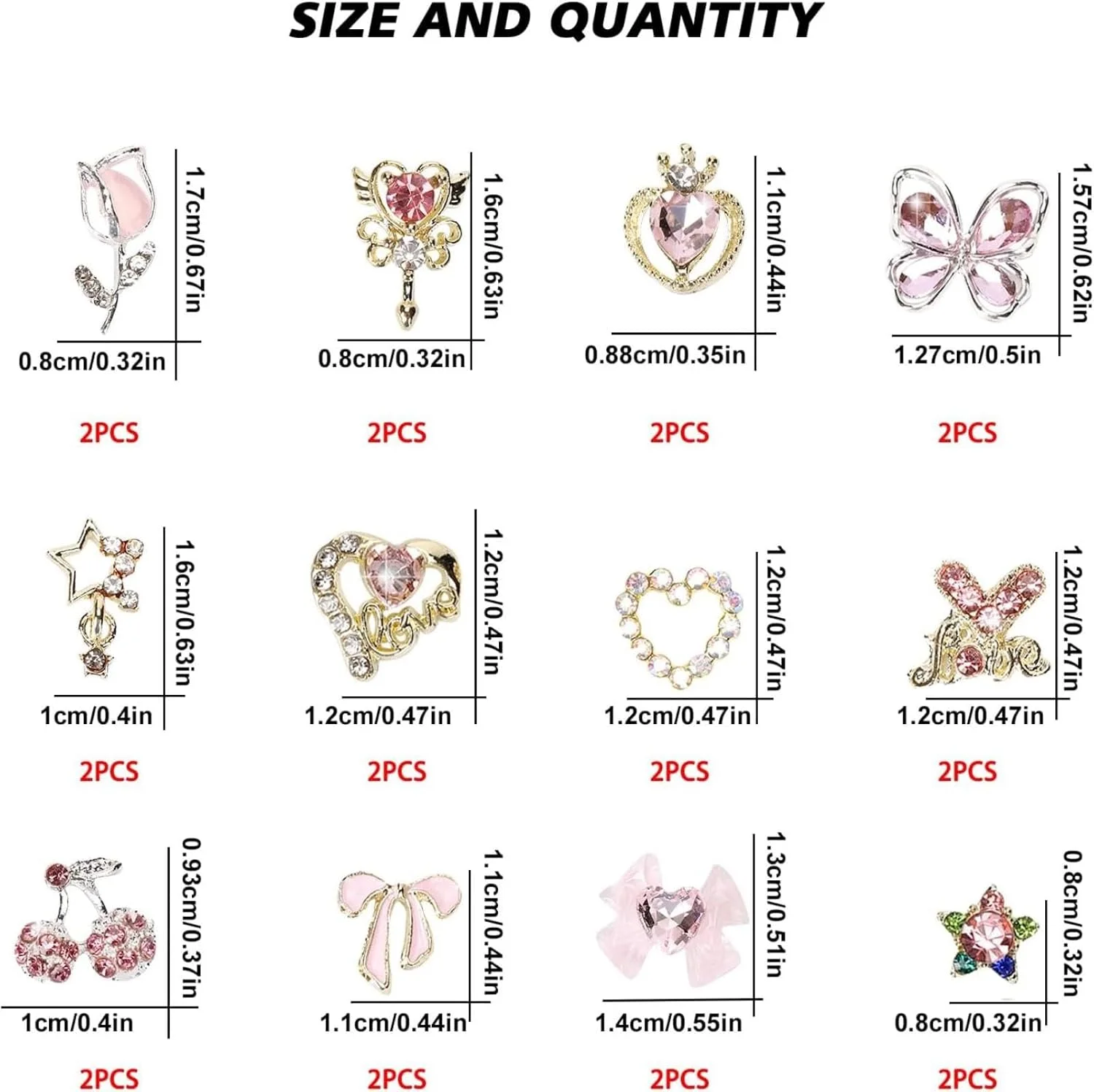 نگین ناخن یلاجوی 24 عددی با سنگ های تزئینی، قلب سه بعدی Y2k، ستاره، پاپیون، آلیاژ گیلاس، تزئینات طراحی ناخن، لوازم جانبی جواهرات براق برای لوازم طراحی ناخن