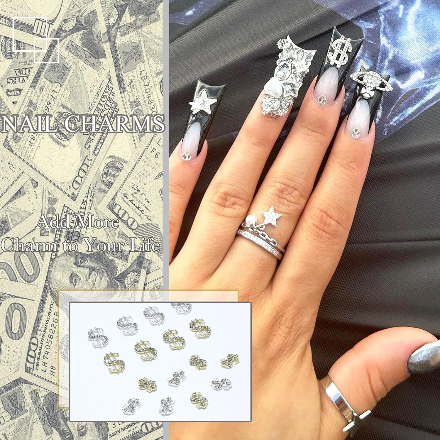نگین ناخن طرح پول یاییسم، 16 عدد، 4 مدل طلایی و نقره ای، نگین ناخن سه بعدی طرح پول با کریستال و سنگ های درخشان برای طراحی ناخن و ساخت زیورآلات نگین ناخن طرح پول یاییسم، 16 عدد، 4 مدل طلایی و نقره ای، نگین ناخن سه بعدی طرح پول با کریستال و سنگ های درخشان برای طراحی ناخن و ساخت زیورآلات