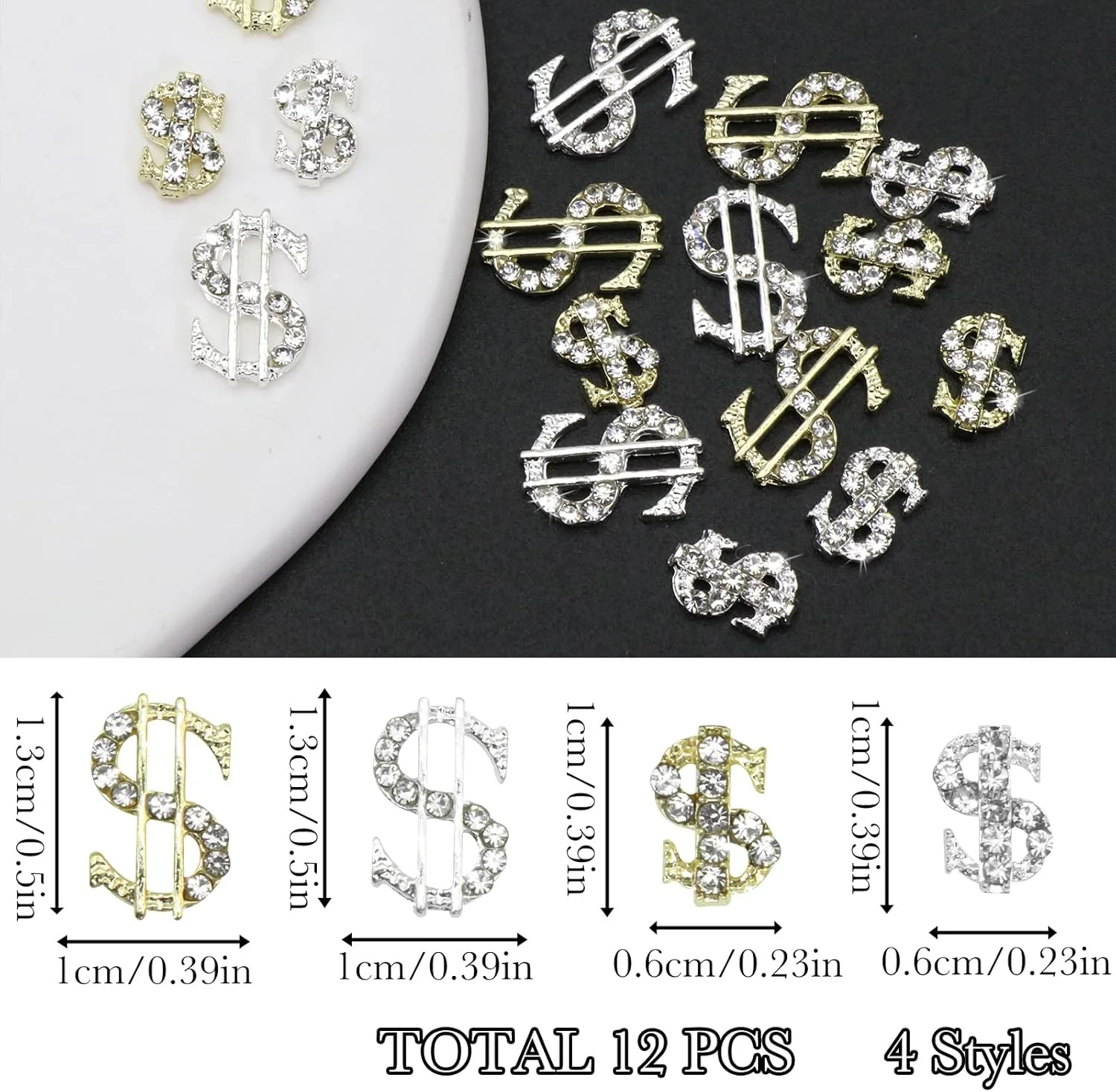 نگین ناخن طرح پول یاییسم، 16 عدد، 4 مدل طلایی و نقره ای، نگین ناخن سه بعدی طرح پول با کریستال و سنگ های درخشان برای طراحی ناخن و ساخت زیورآلات نگین ناخن طرح پول یاییسم، 16 عدد، 4 مدل طلایی و نقره ای، نگین ناخن سه بعدی طرح پول با کریستال و سنگ های درخشان برای طراحی ناخن و ساخت زیورآلات