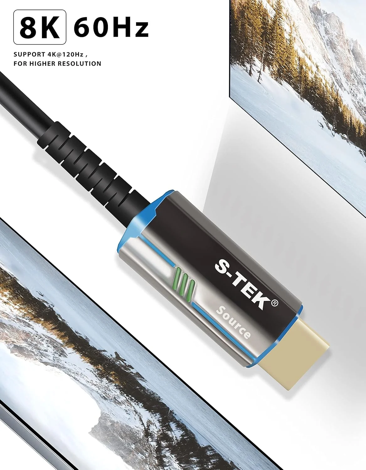 کابل HDMI فیبر نوری S-TEK 8K با سرعت فوق العاده بالا 48 گیگابیت بر ثانیه HDMI 2.1 8K 60Hz 4K 120Hz, eARC, Dynamic HDR, Dolby Vision، سازگار با پروژکتورهای سنگین، اتاق های سینما، اتاق های جلسه، فیبر OM3 کابل HDMI فیبر نوری S-TEK 8K با سرعت فوق العاده بالا 48 گیگابیت بر ثانیه HDMI 2.1 8K 60Hz 4K 120Hz, eARC, Dynamic HDR, Dolby Vision، سازگار با پروژکتورهای سنگین، اتاق های سینما، اتاق های جلسه، فیبر OM3