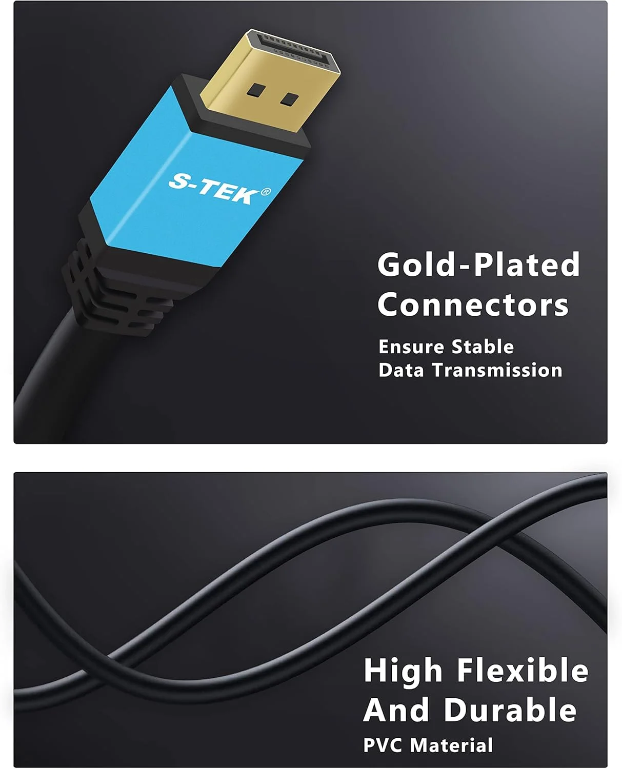 کابل Display Port به HDMI اس-تک [1.8 متری] 4K@30Hz نر به نر برای تلویزیون های HD و مانیتور