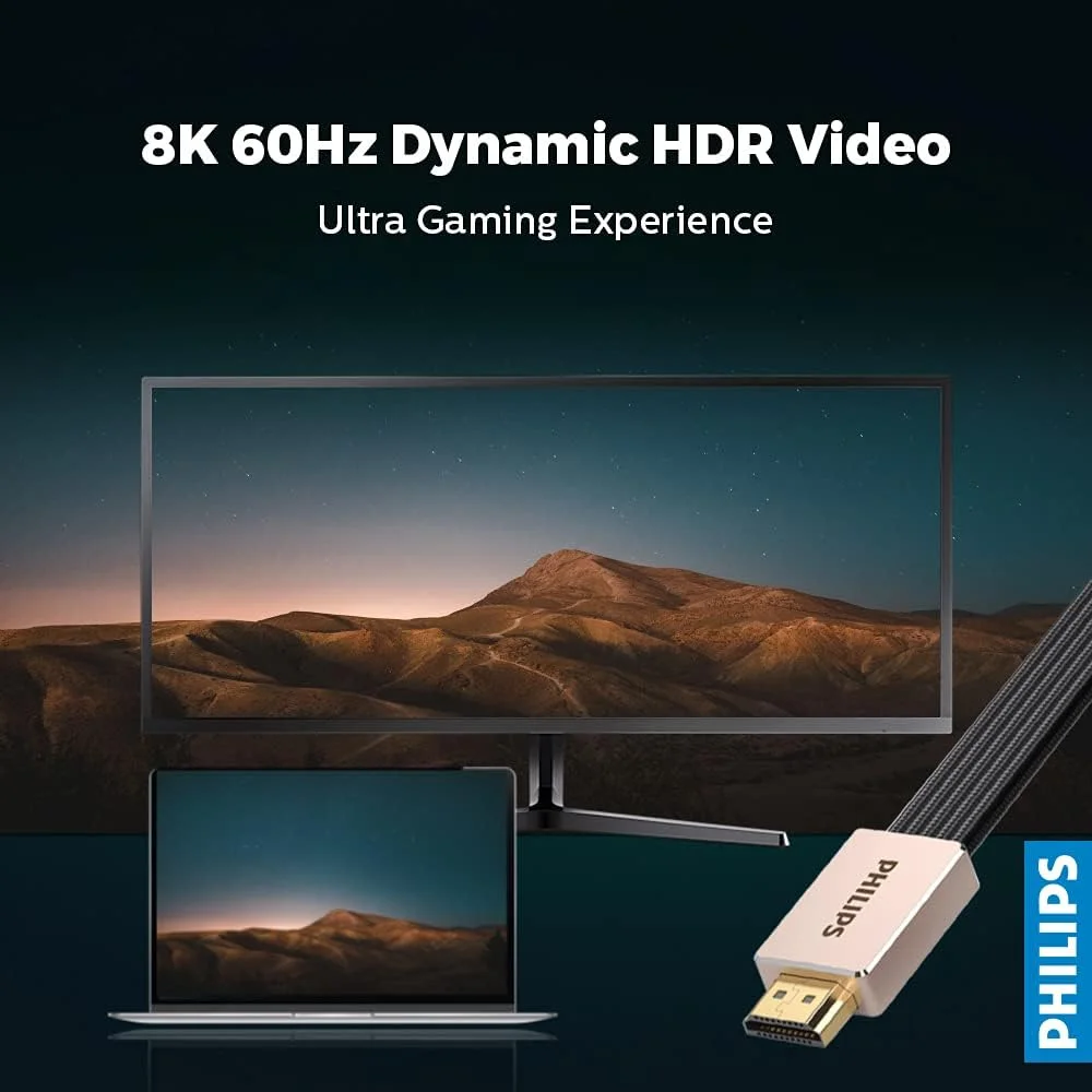 کابل HDMI 2.1 فیلیپس SWV9030 8K 60Hz با HDR دینامیک، کانکتورهای روکش طلا، کابل بافته شده نایلونی، سازگاری گسترده، عملکرد صوتی و تصویری با کیفیت بالا (3 متر) کابل HDMI 2.1 فیلیپس SWV9030 8K 60Hz با HDR دینامیک، کانکتورهای روکش طلا، کابل بافته شده نایلونی، سازگاری گسترده، عملکرد صوتی و تصویری با کیفیت بالا (3 متر)