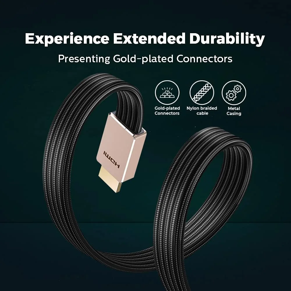 کابل HDMI 2.1 فیلیپس SWV9030 8K 60Hz با HDR دینامیک، کانکتورهای روکش طلا، کابل بافته شده نایلونی، سازگاری گسترده، عملکرد صوتی و تصویری با کیفیت بالا (3 متر) کابل HDMI 2.1 فیلیپس SWV9030 8K 60Hz با HDR دینامیک، کانکتورهای روکش طلا، کابل بافته شده نایلونی، سازگاری گسترده، عملکرد صوتی و تصویری با کیفیت بالا (3 متر)