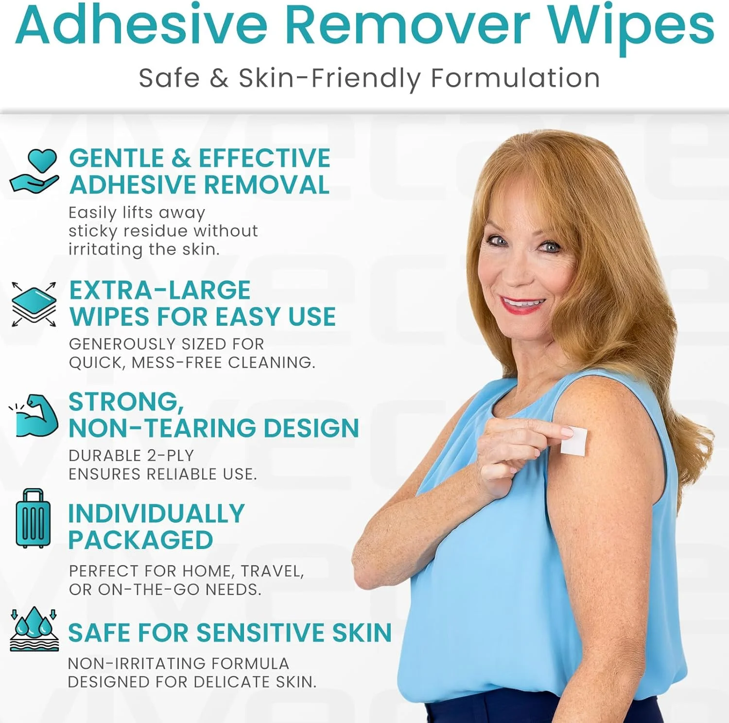 دستمال مرطوب پاک کننده چسب پزشکی ViveCare برای پوست (بسته 50 عددی) - پدهای پاک کننده چسب بدون سوزش - دستمال مرطوب و پاک کننده چسب استومی و سد پوستی